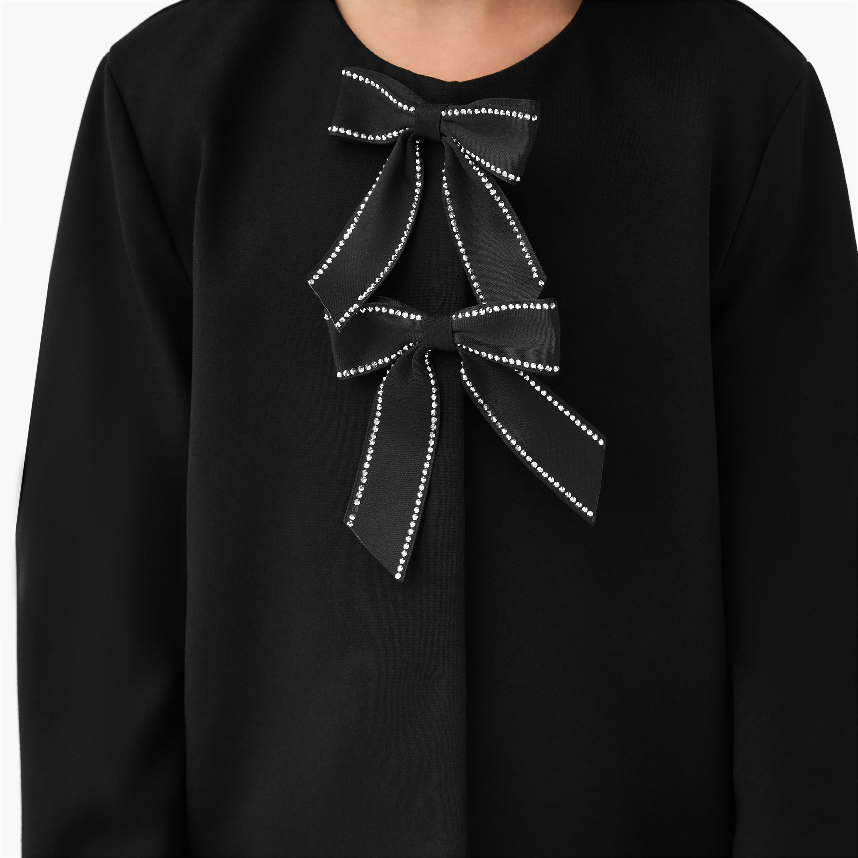 Eligo Round Neck Long Sleeves Top and Skirt Set with Bow Accent-girls-clothing-setsandcoords-image-5