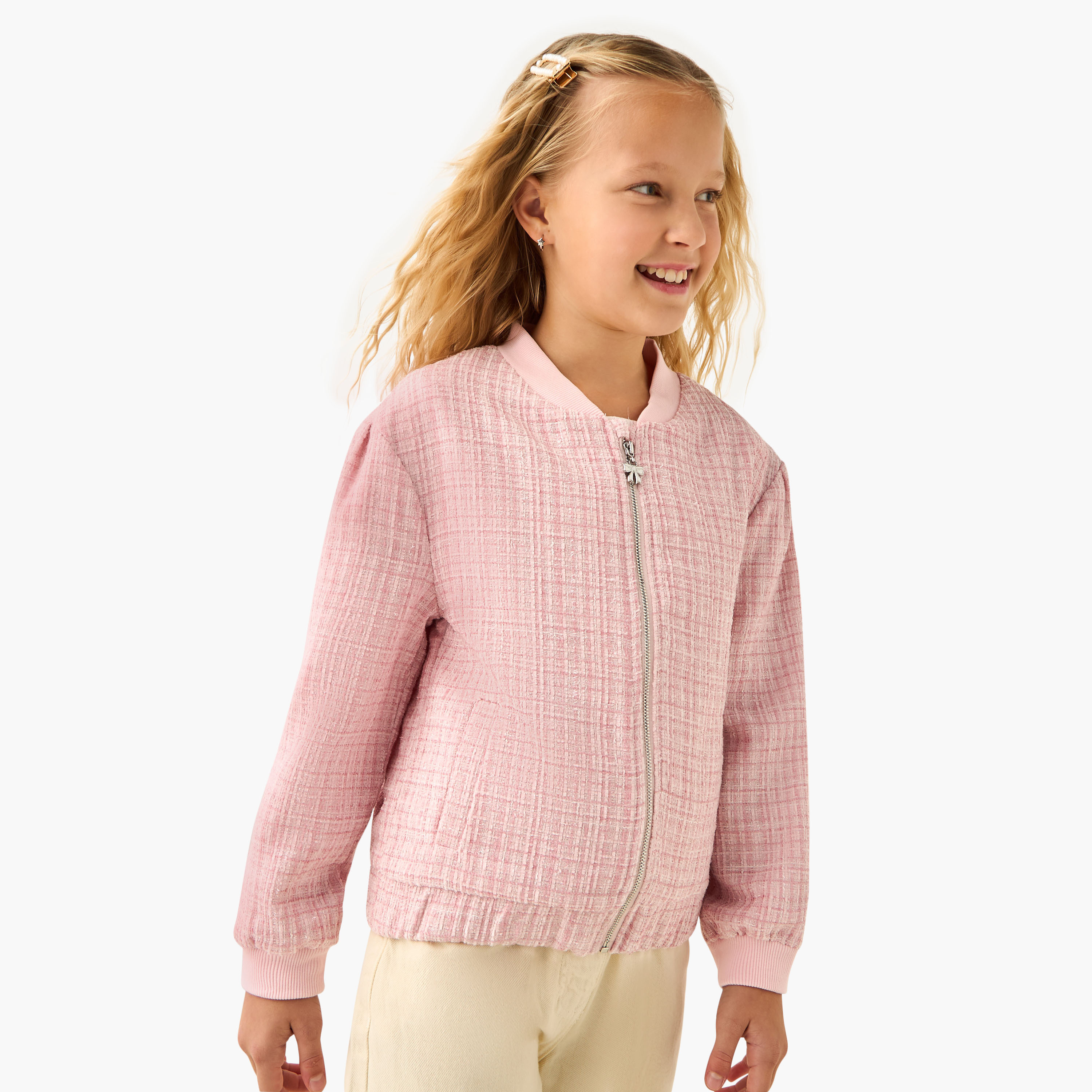 جاكيت خفيف بارز الملمس بسحّاب إغلاق بيبي شوب من إليجو -girls-clothing-jacketsandcoats-image-5