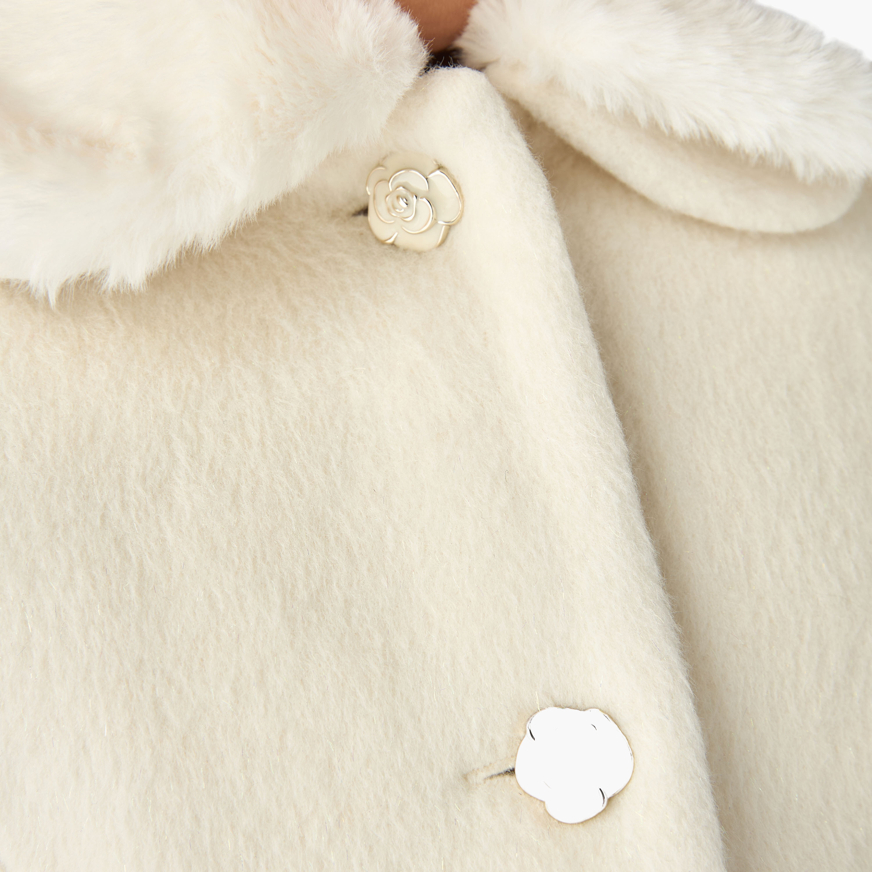 معطف سادة من الفرو الصناعي بياقة عادية من إليجو-girls-clothing-winterwear-jacketsandcoats-image-1