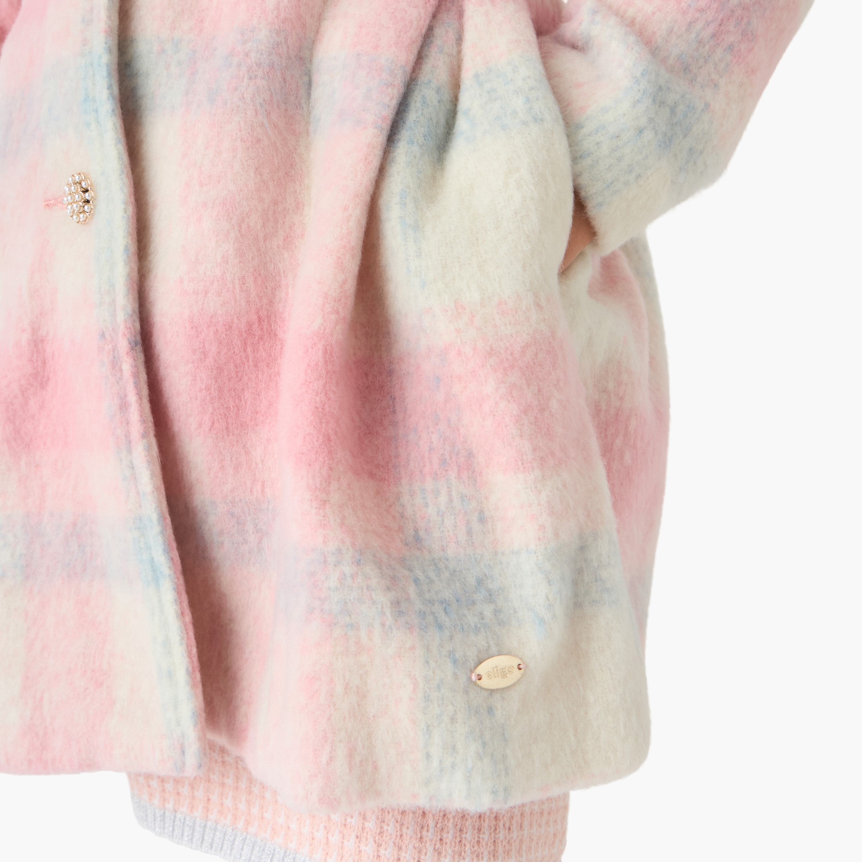 Eligo Checked Coat with Long Sleeves-girls-clothing-winterwear-jacketsandcoats-image-6