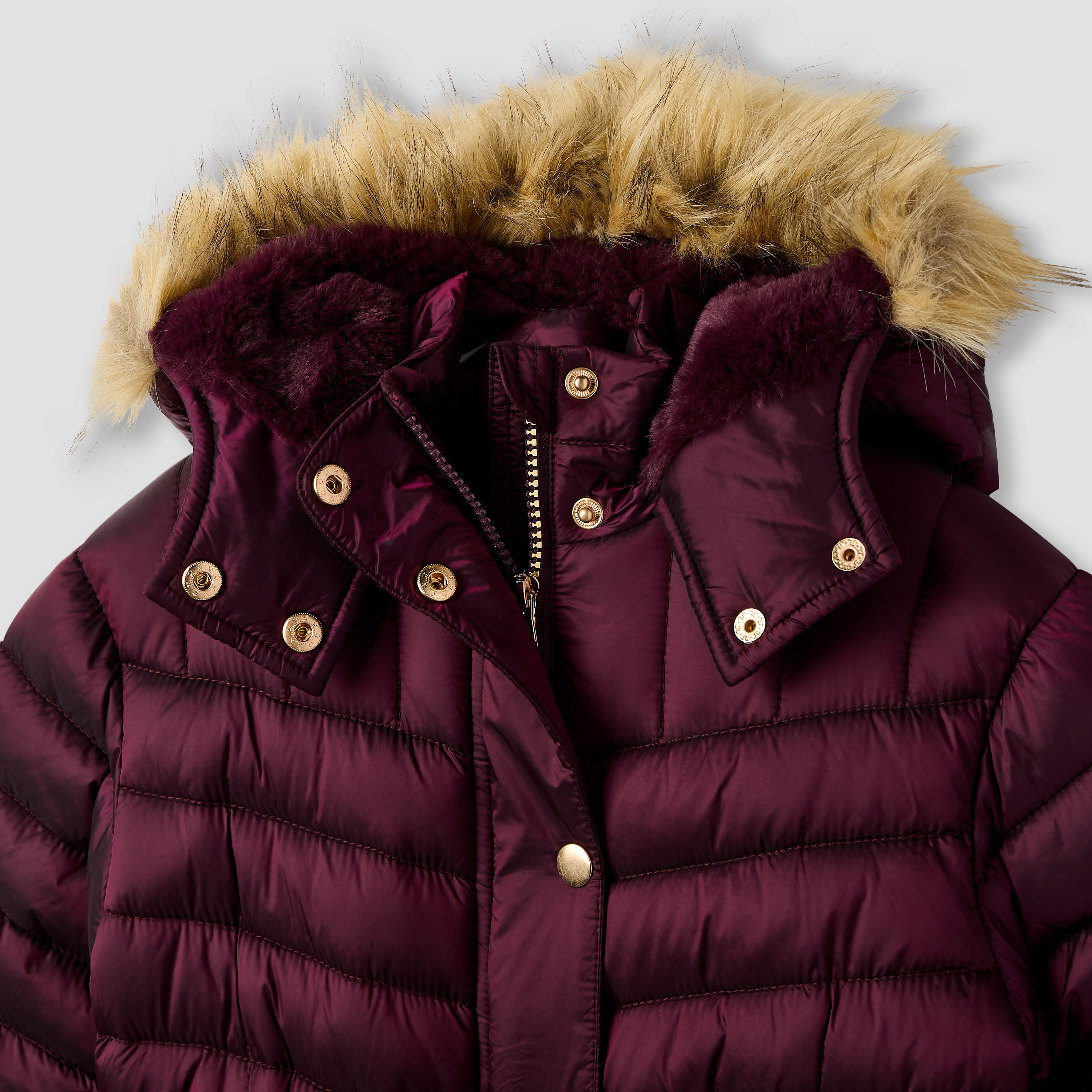 Eligo Quilted Heavy Jacket with Hood and Long Sleeves-girls-clothing-winterwear-jacketsandcoats-image-3