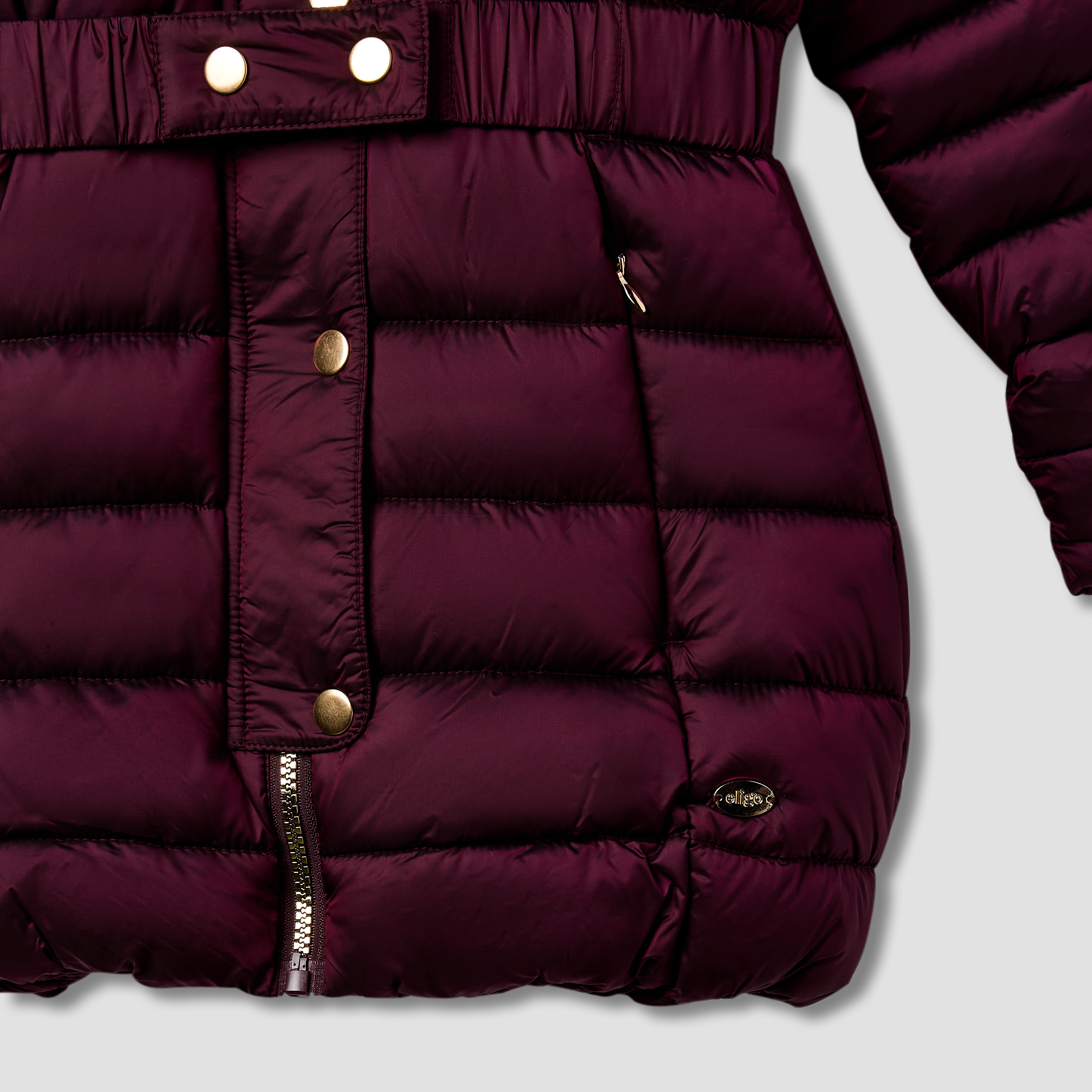 Eligo Quilted Heavy Jacket with Hood and Long Sleeves-girls-clothing-winterwear-jacketsandcoats-image-4