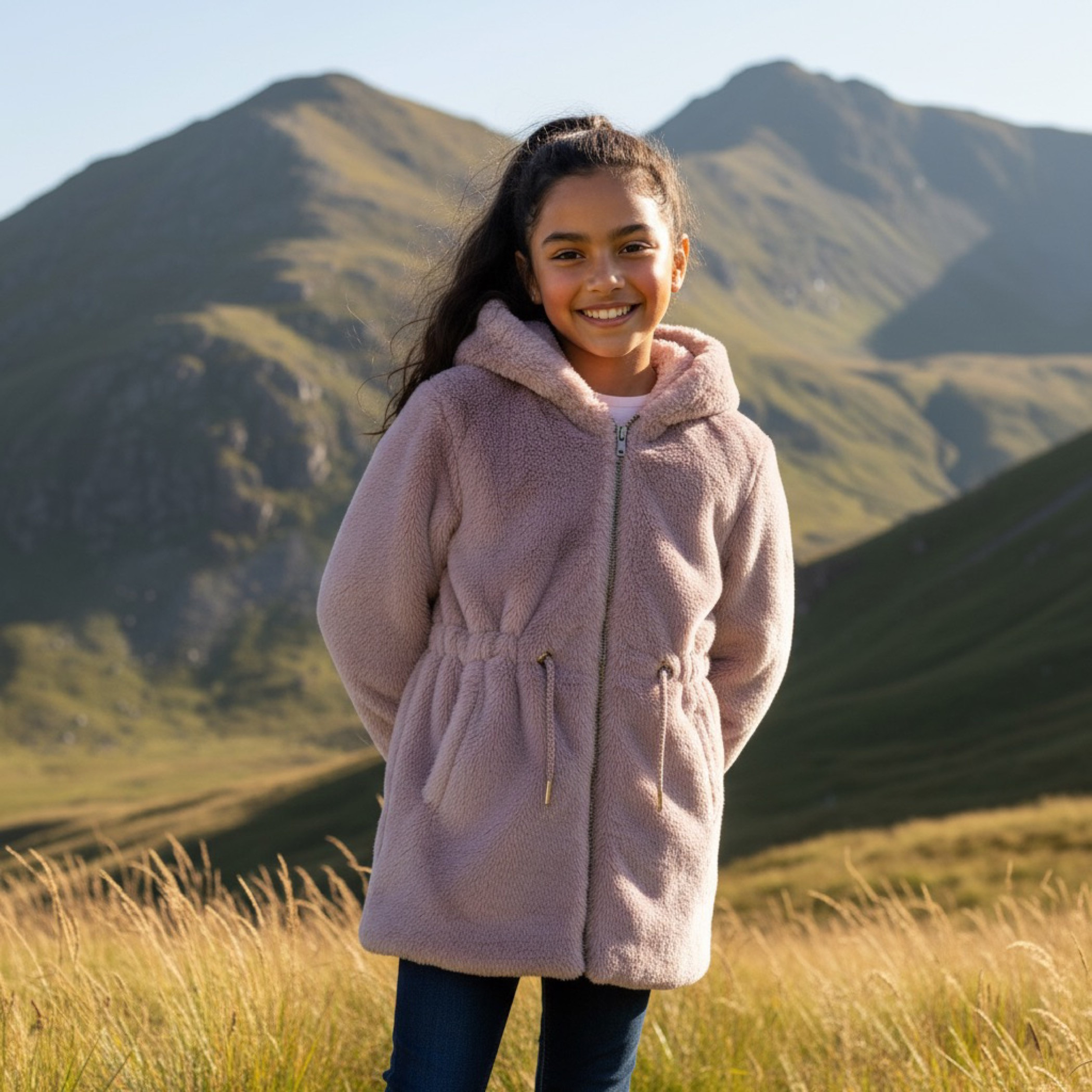 جاكيت فرو صناعي بقبعة وسحاب إغلاق من إليجو-girls-clothing-jacketsandcoats-image-1