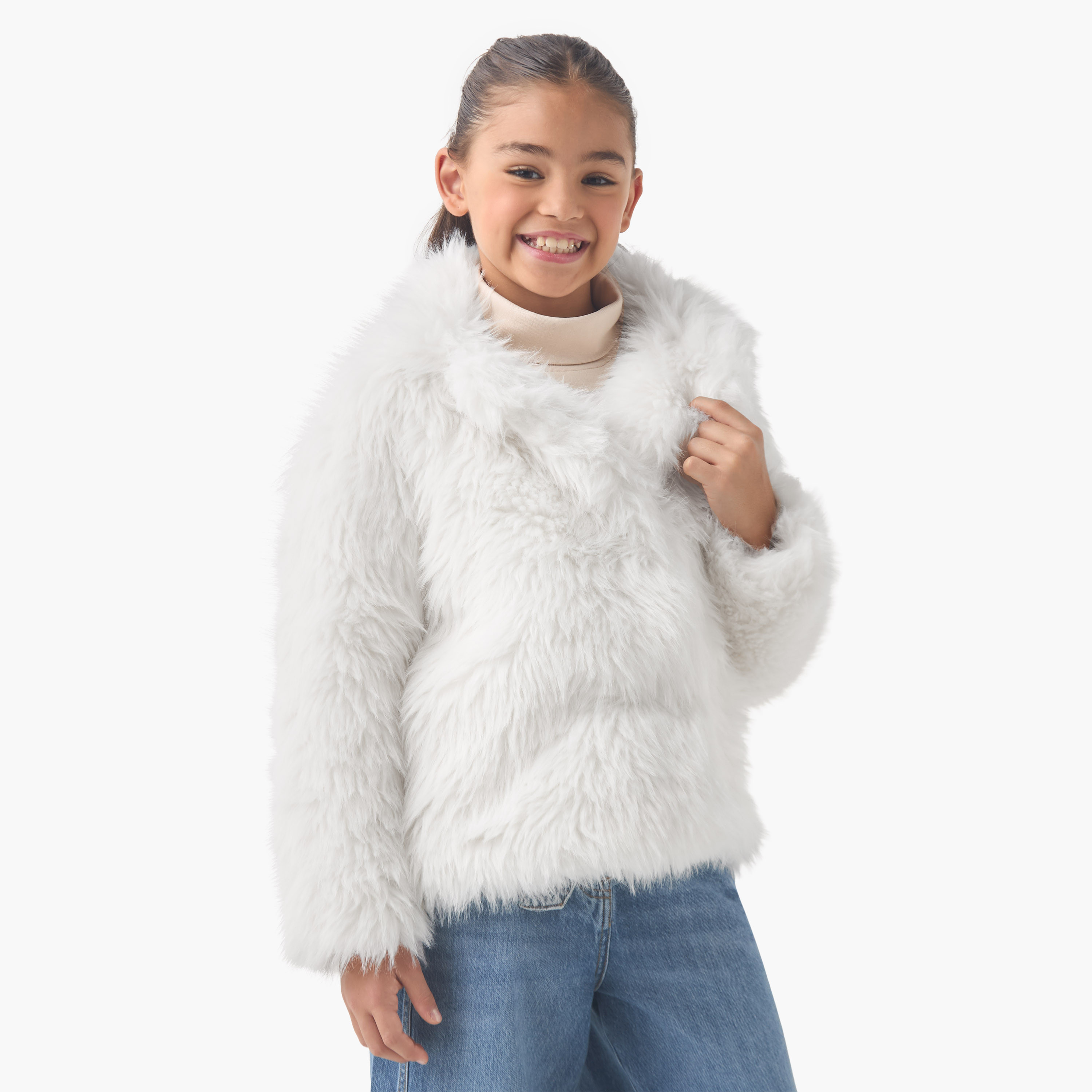 Eligo Faux Fur Jacket with Long Sleeves-girls-clothing-jacketsandcoats-image-1
