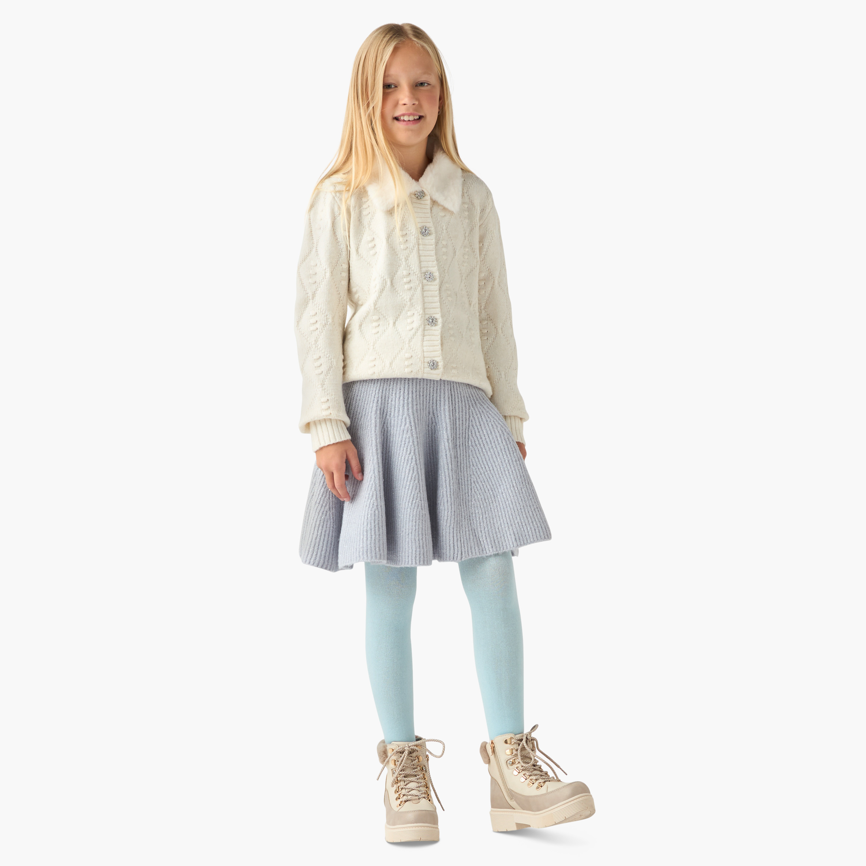 Eligo Textured Cardigan with Long Sleeves-girls-clothing-winterwear-jumpersandcardigans-image-2
