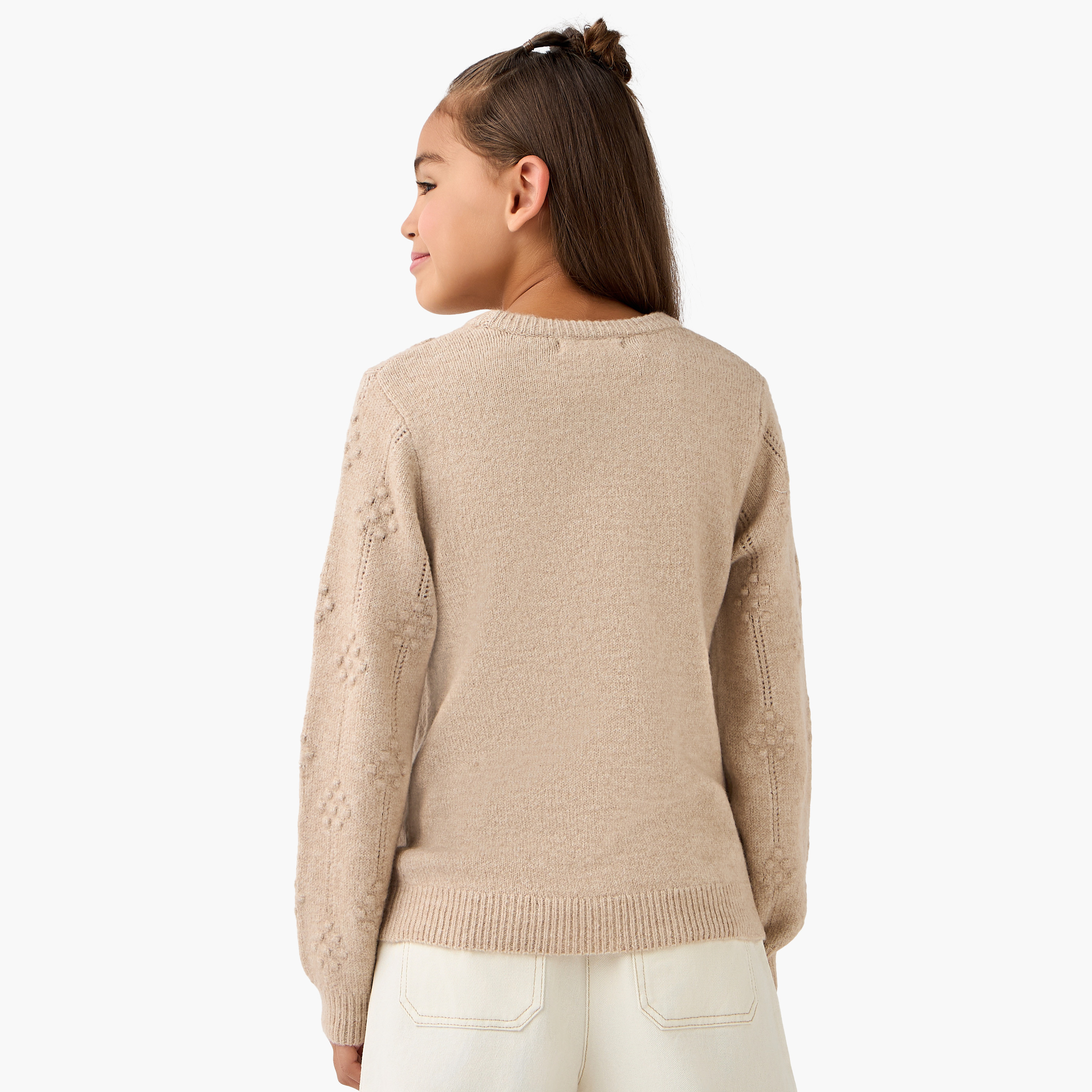 Eligo Floral Applique Pullover with Long Sleeves-girls-clothing-winterwear-jumpersandcardigans-image-3