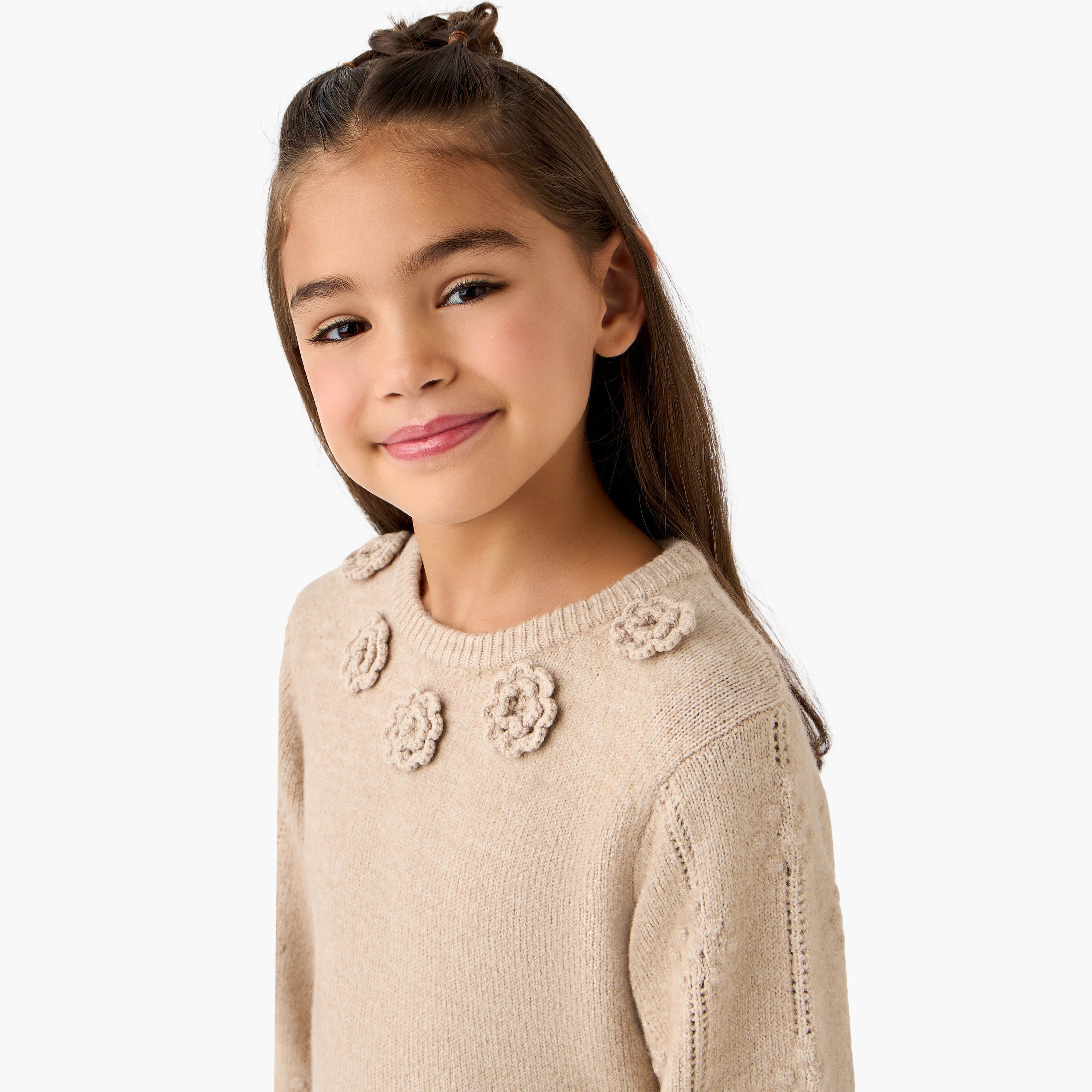 Eligo Floral Applique Pullover with Long Sleeves-girls-clothing-winterwear-jumpersandcardigans-image-4