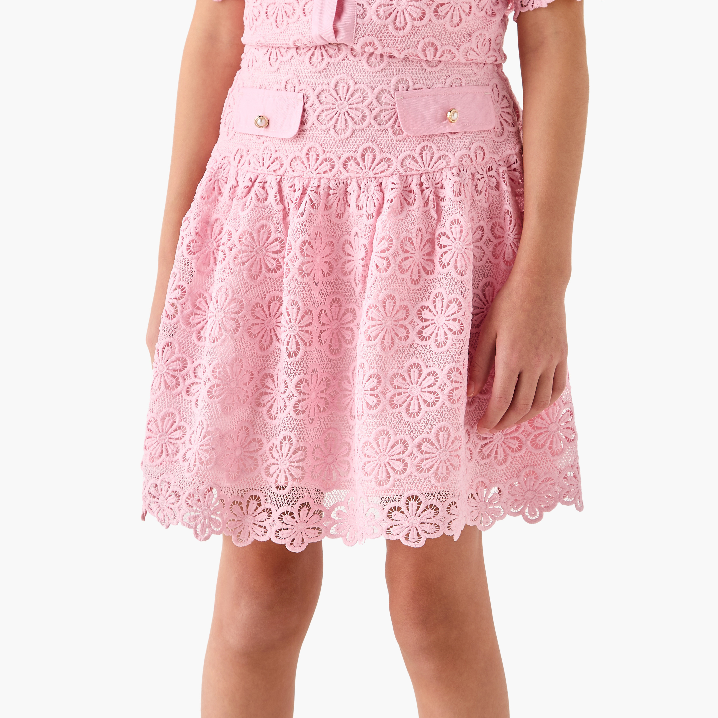 Eligo Lace Textured Shirt and Skirt Set-girls-clothing-setsandcoords-image-3