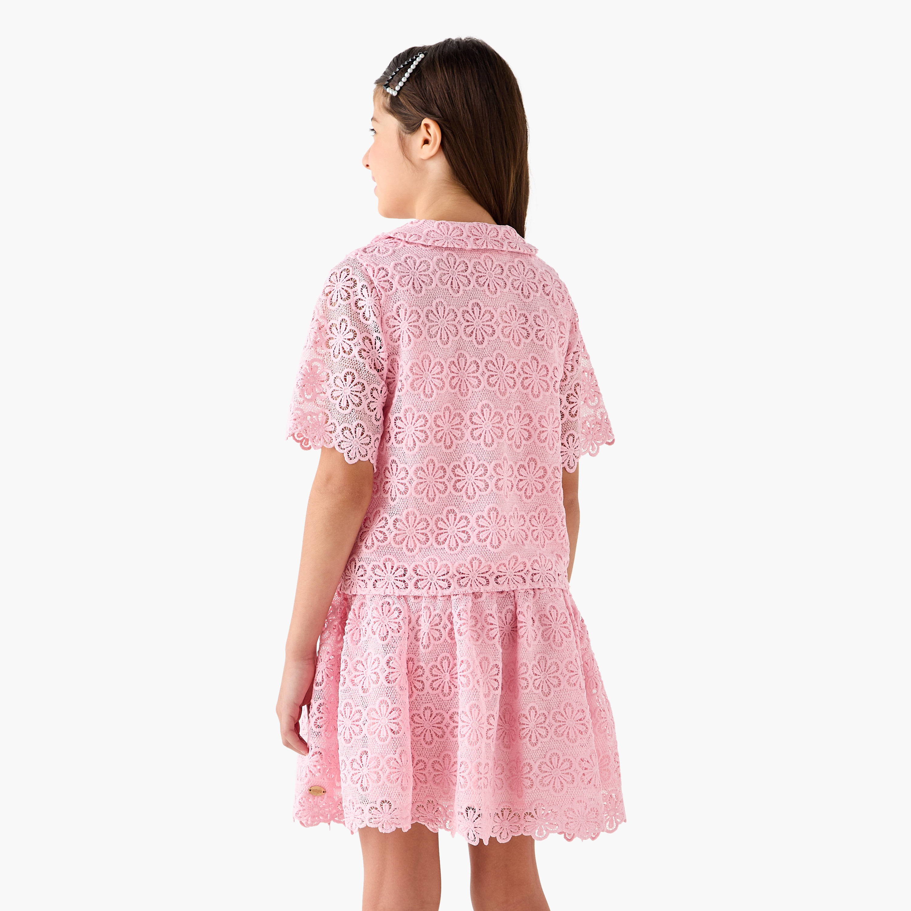 Eligo Lace Textured Shirt and Skirt Set-girls-clothing-setsandcoords-image-4