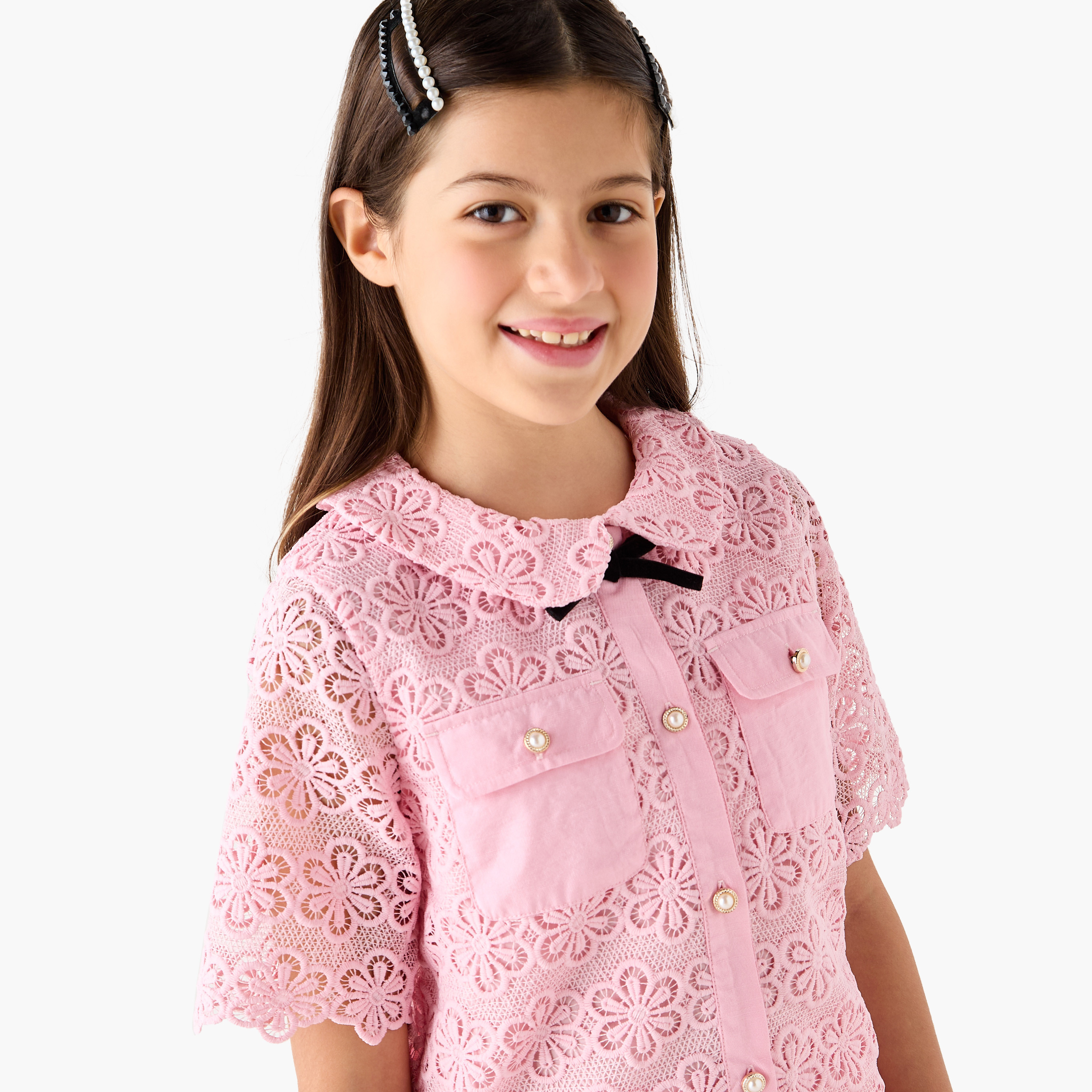Eligo Lace Textured Shirt and Skirt Set-girls-clothing-setsandcoords-image-5