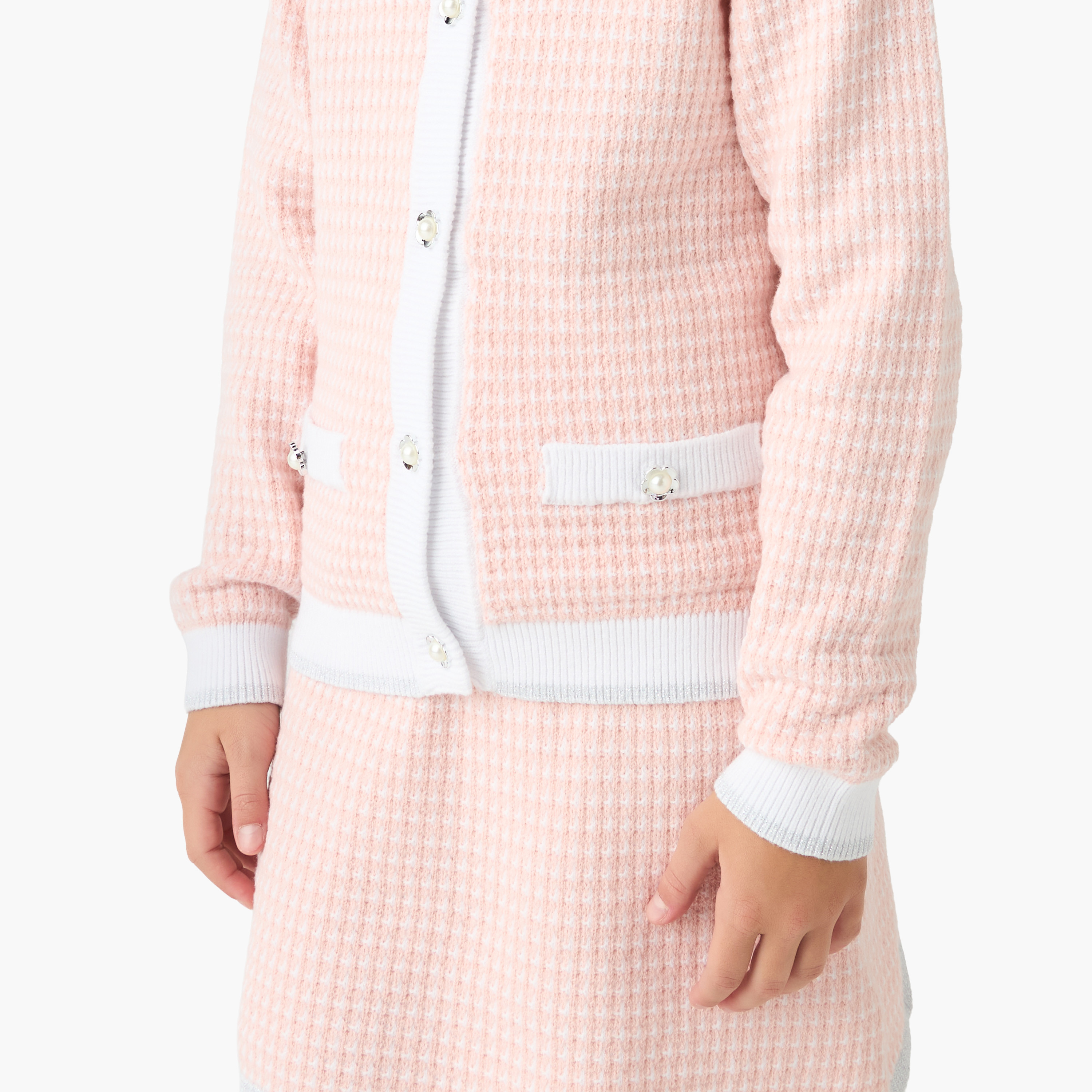 طقم تنورة وكنزة كاروهات وجوارب طويلة للبنات من إليجو - قطن - أكمام طويلة - ياقة ضيّقة-girls-clothing-setsandcoords-image-7