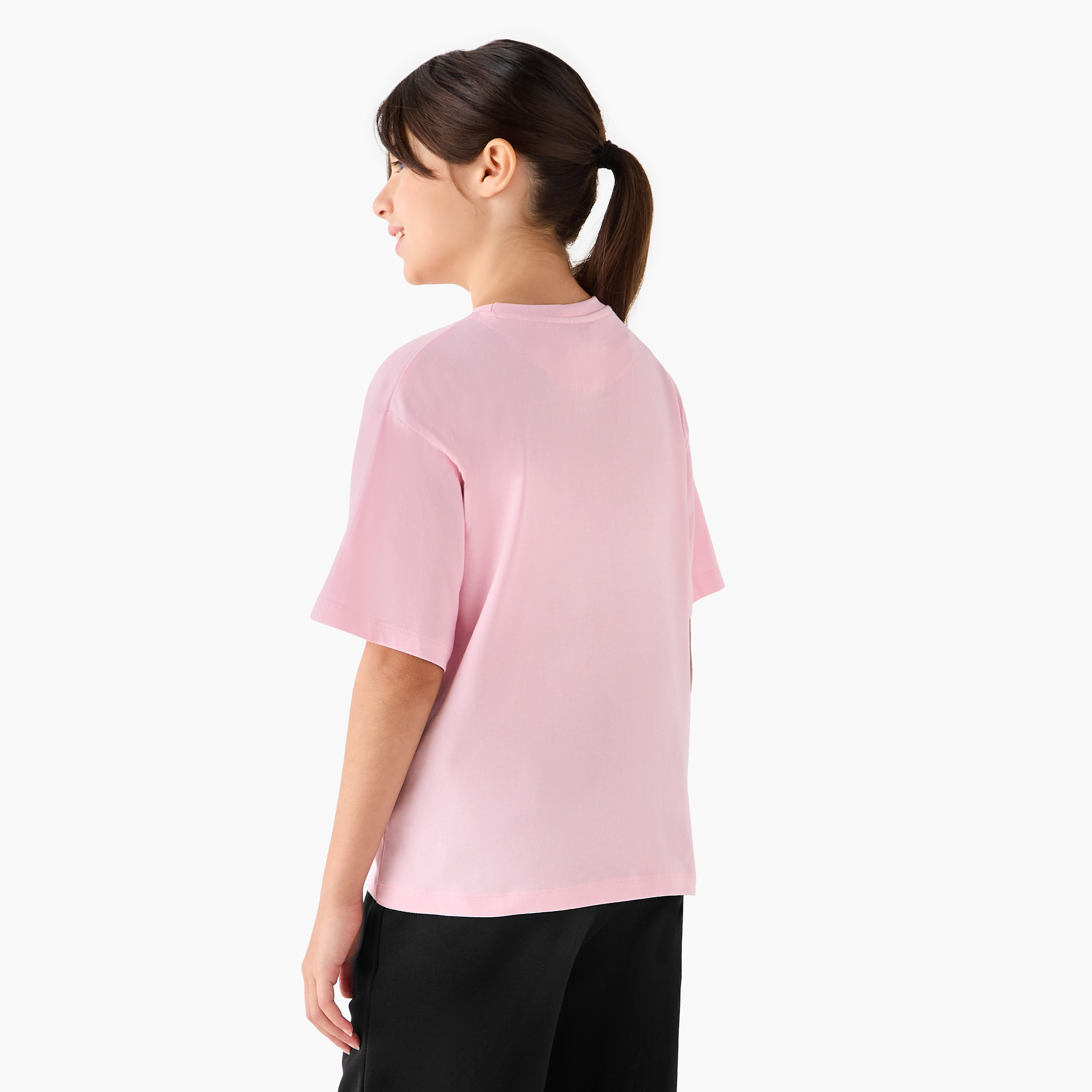 Lee Cooper Embellished Slogan T-Shirt with Short Sleeves-girls-clothing-tshirts-image-3