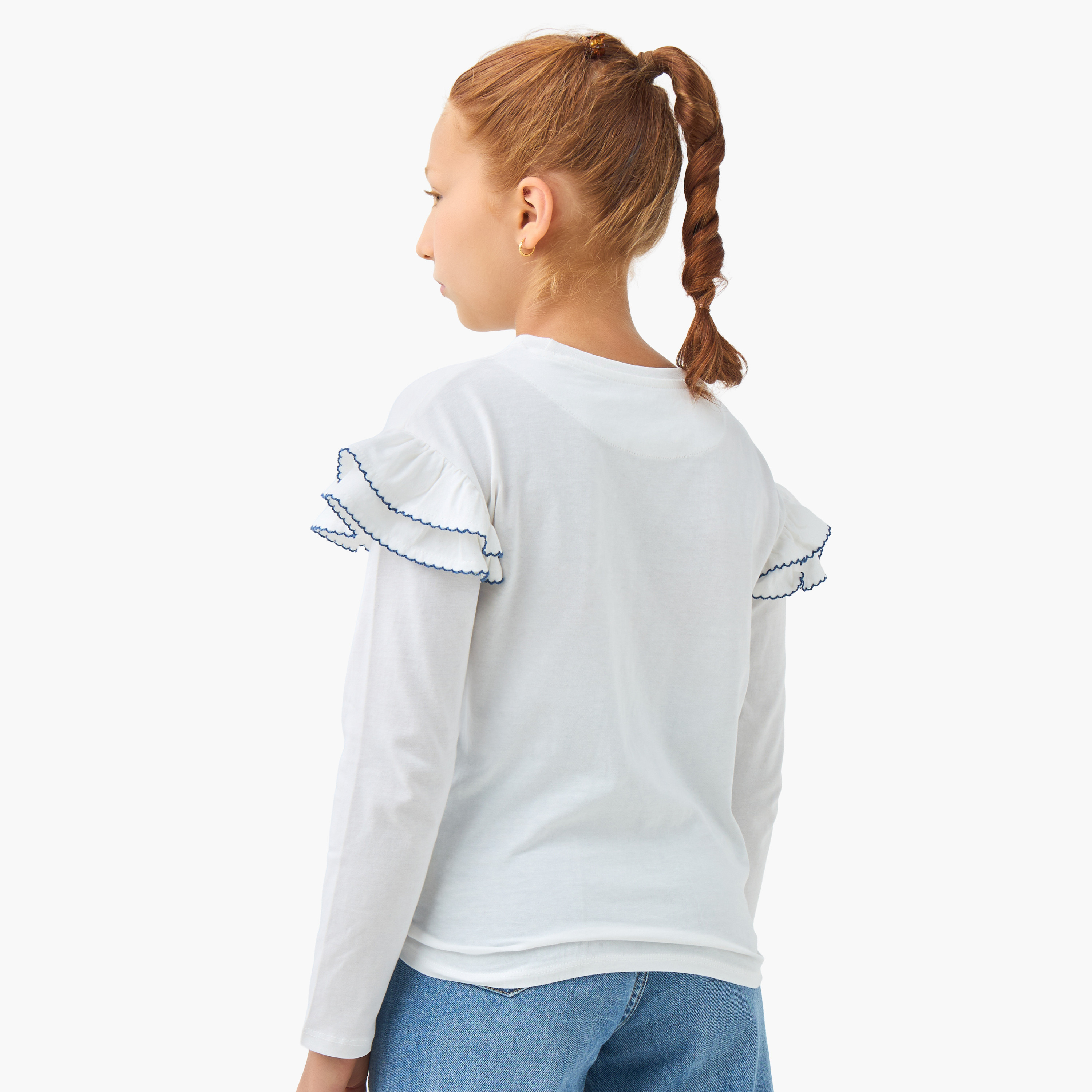 Lee Cooper Girls Crew Neck T-shirt with Tie-Ups - Cotton - Long Sleeves-girls-clothing-tshirts-image-3