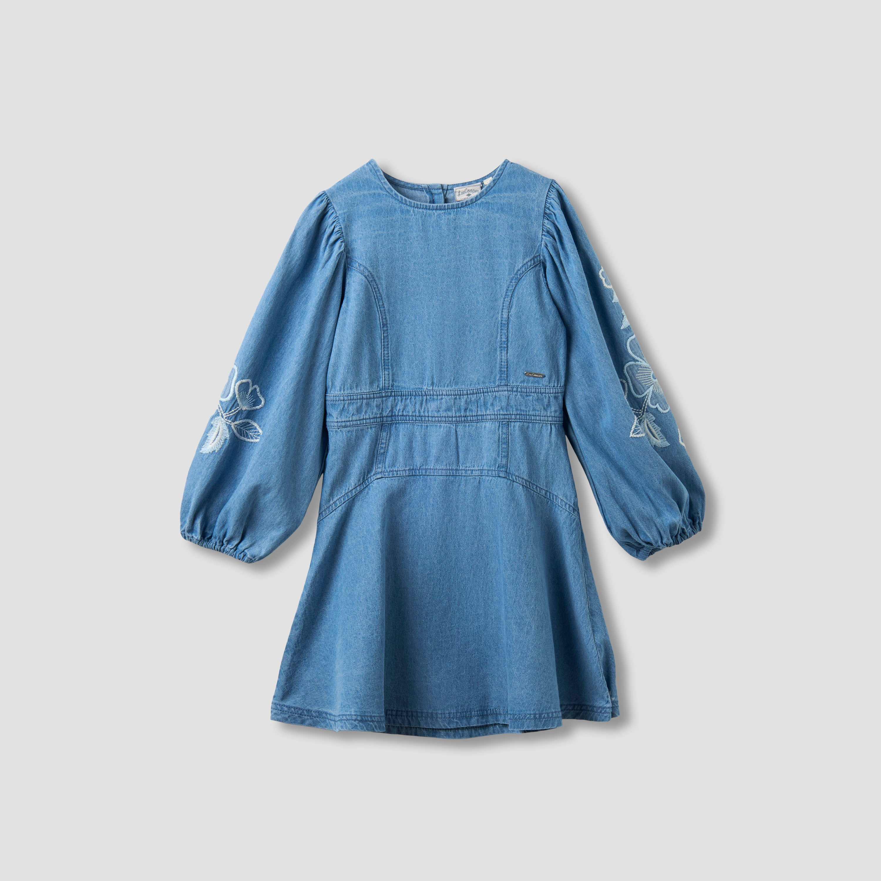 Lee Cooper Round Neck Long Sleeves Dress with Embroidery-girls-clothing-dressesandjumpsuits-image-1