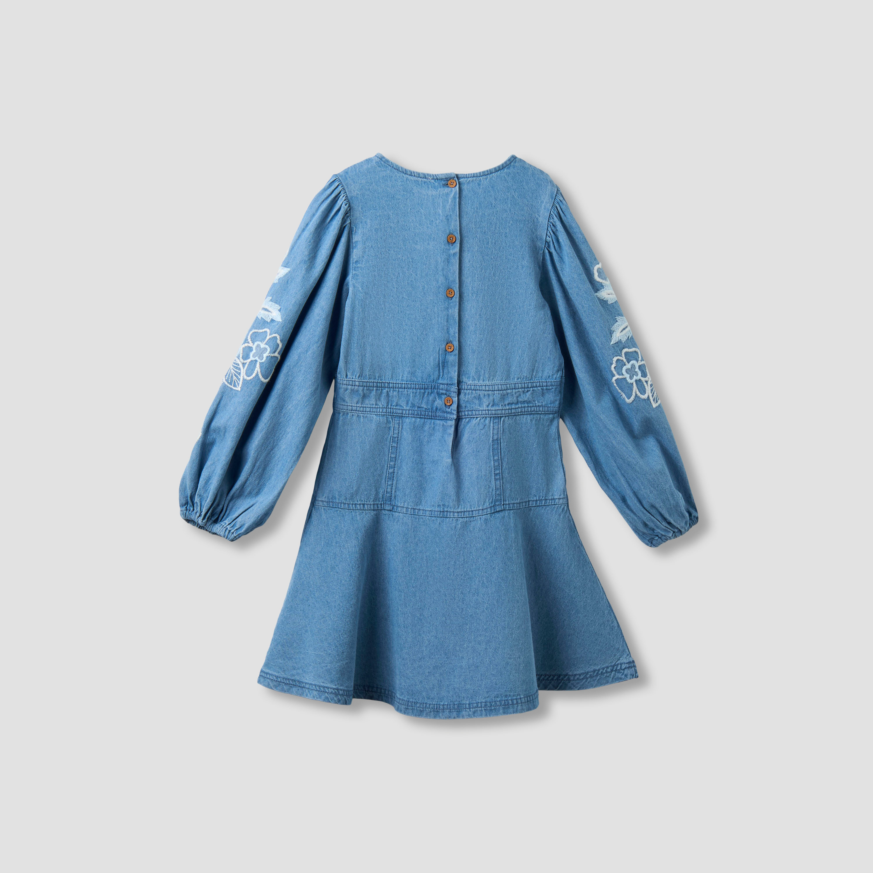 Lee Cooper Round Neck Long Sleeves Dress with Embroidery-girls-clothing-dressesandjumpsuits-image-2