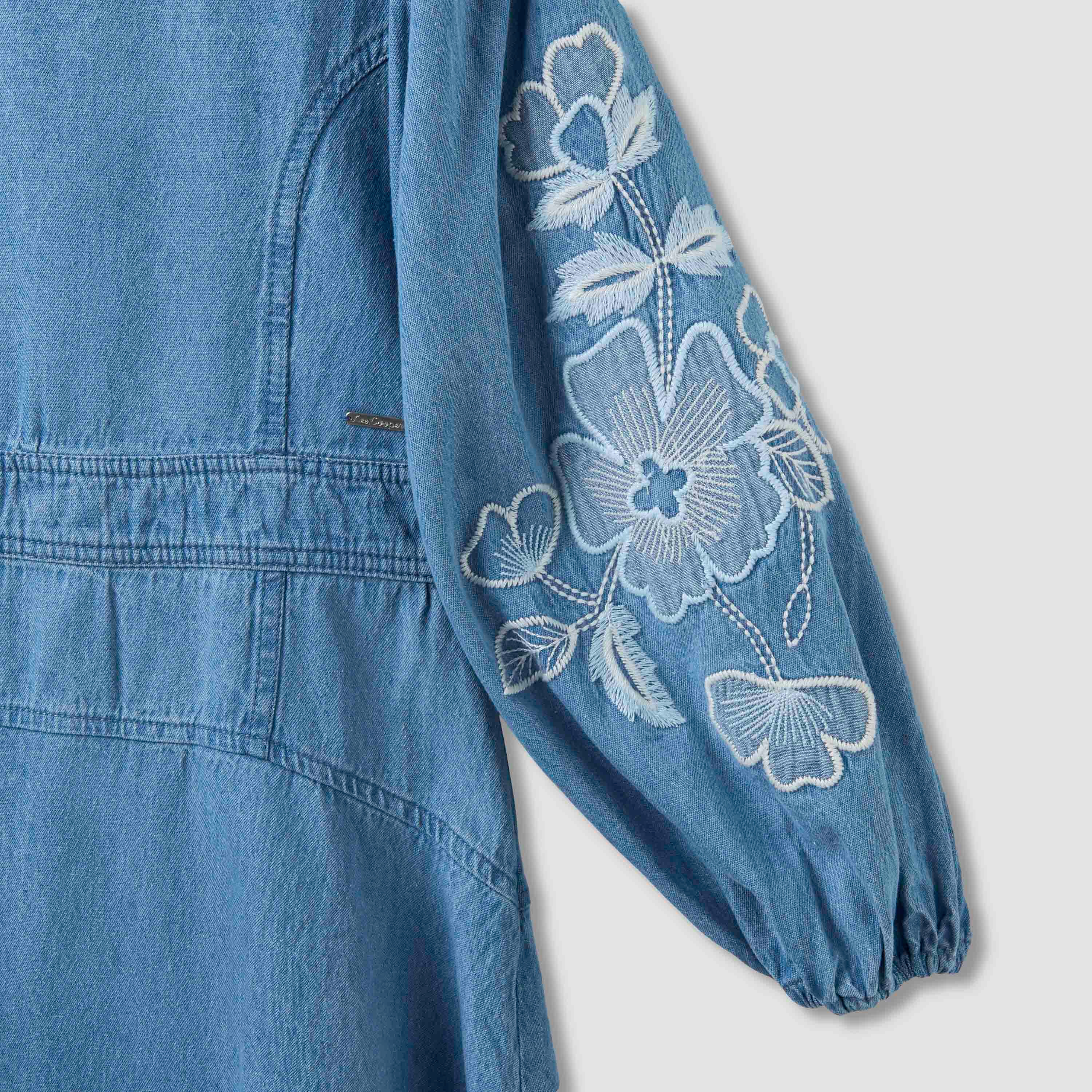 Lee Cooper Round Neck Long Sleeves Dress with Embroidery-girls-clothing-dressesandjumpsuits-image-4