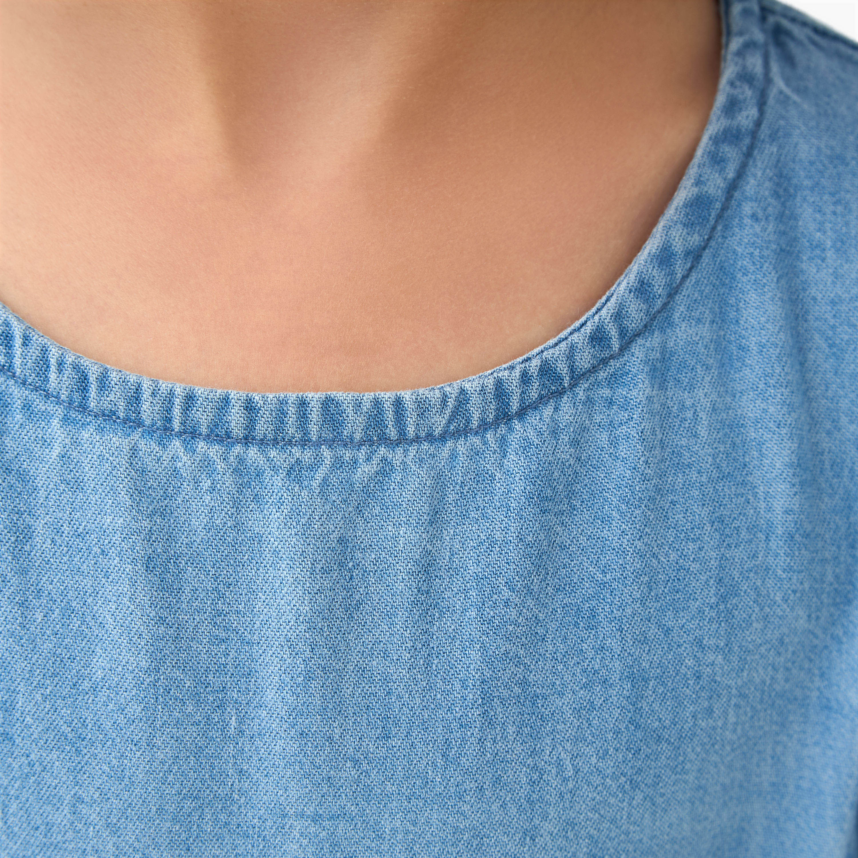 Lee Cooper Round Neck Balloon Sleeves Denim Dress with Button Closure-girls-clothing-dressesandjumpsuits-image-5