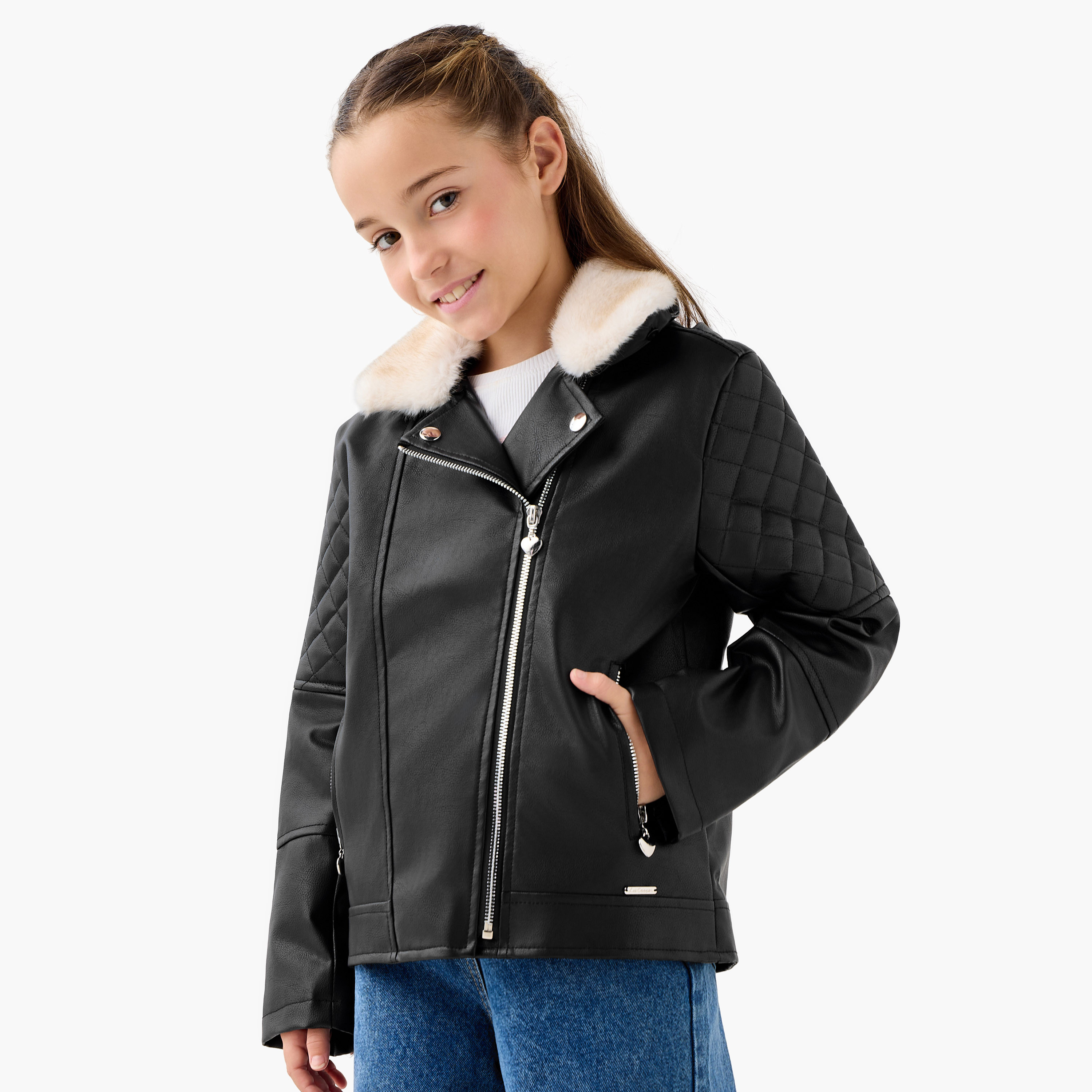 جاكيت بايكر مبطن بقبعة وسحّاب إغلاق من لي كوبر-girls-clothing-jacketsandcoats-image-5