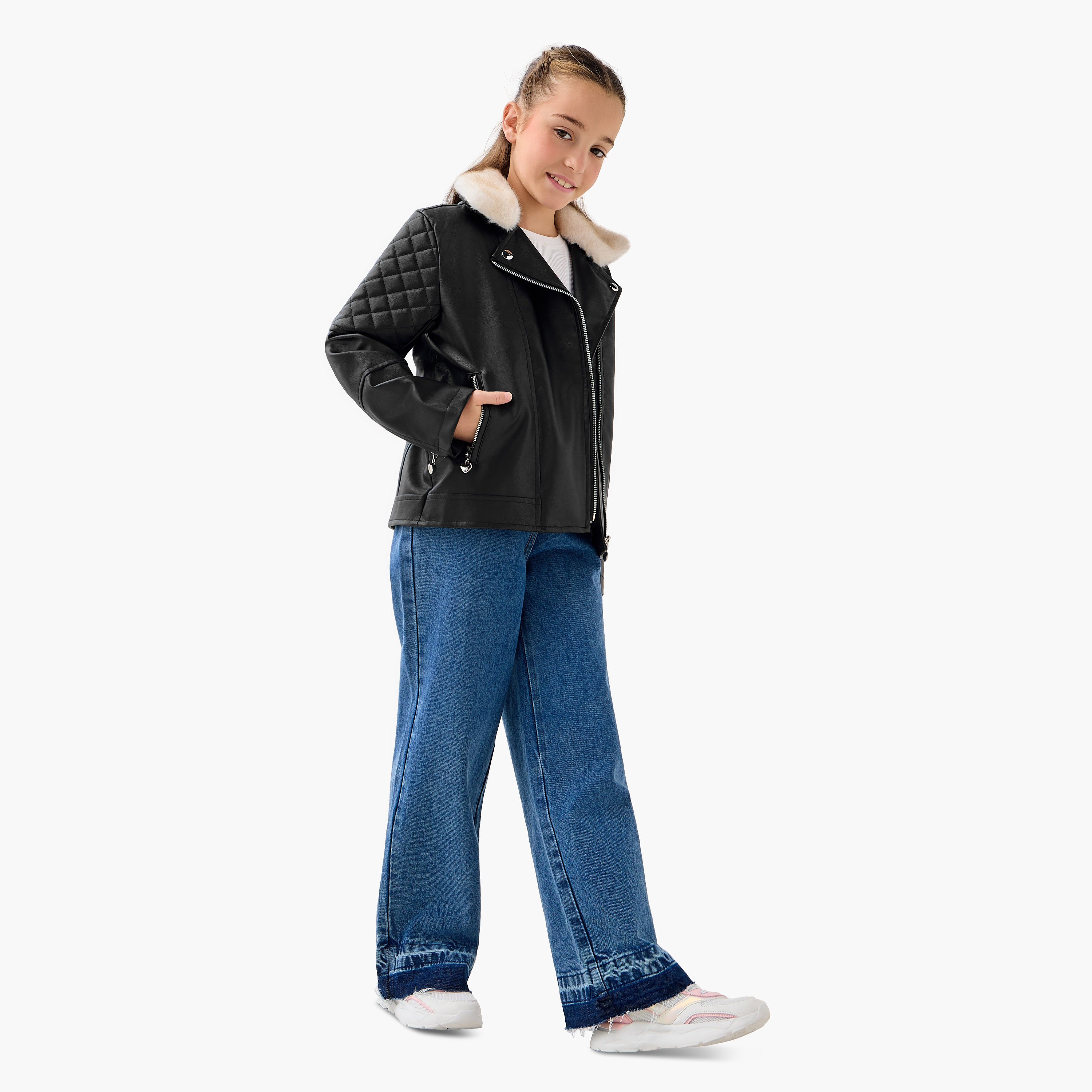 جاكيت بايكر مبطن بقبعة وسحّاب إغلاق من لي كوبر-girls-clothing-jacketsandcoats-image-4