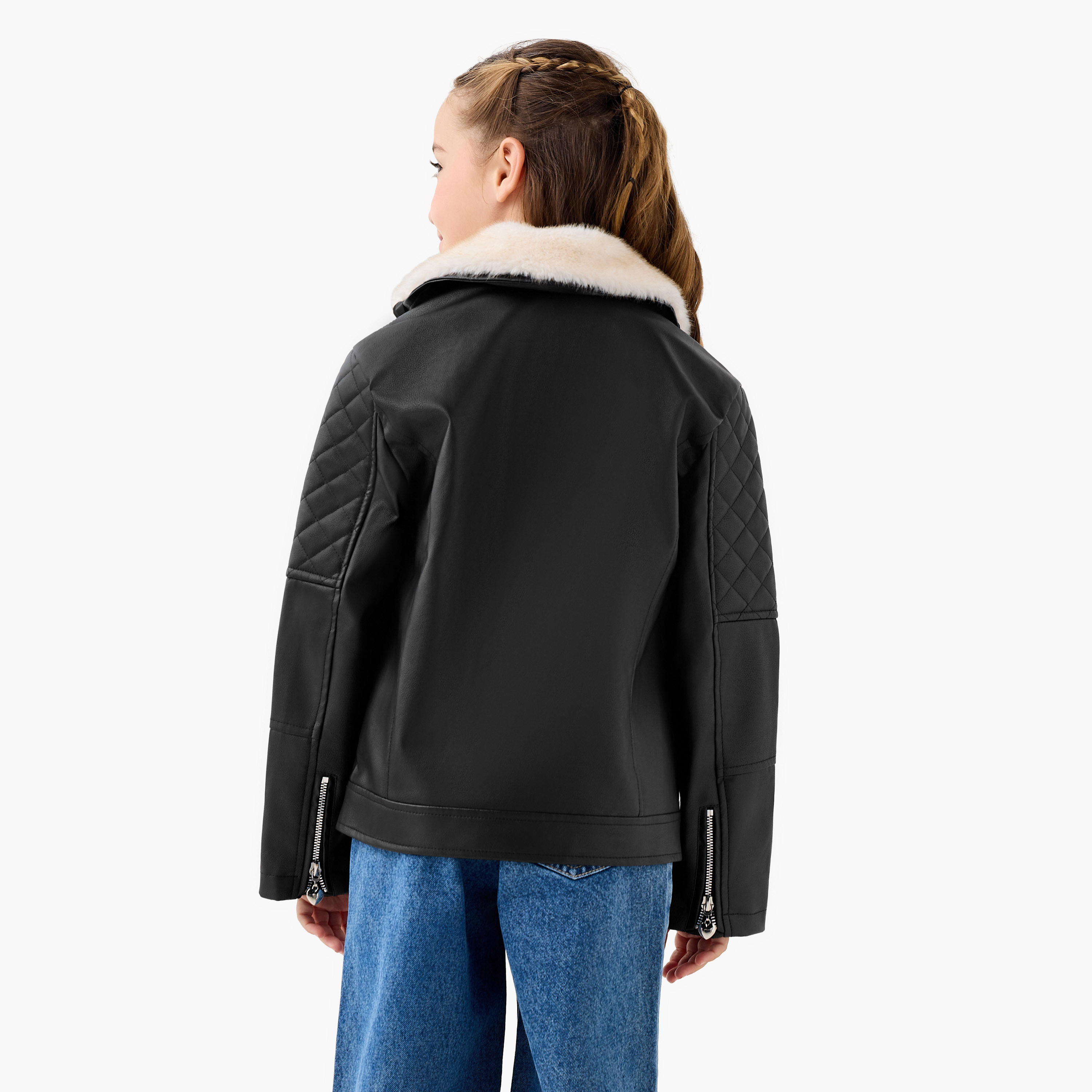 جاكيت بايكر مبطن بقبعة وسحّاب إغلاق من لي كوبر-girls-clothing-jacketsandcoats-image-3