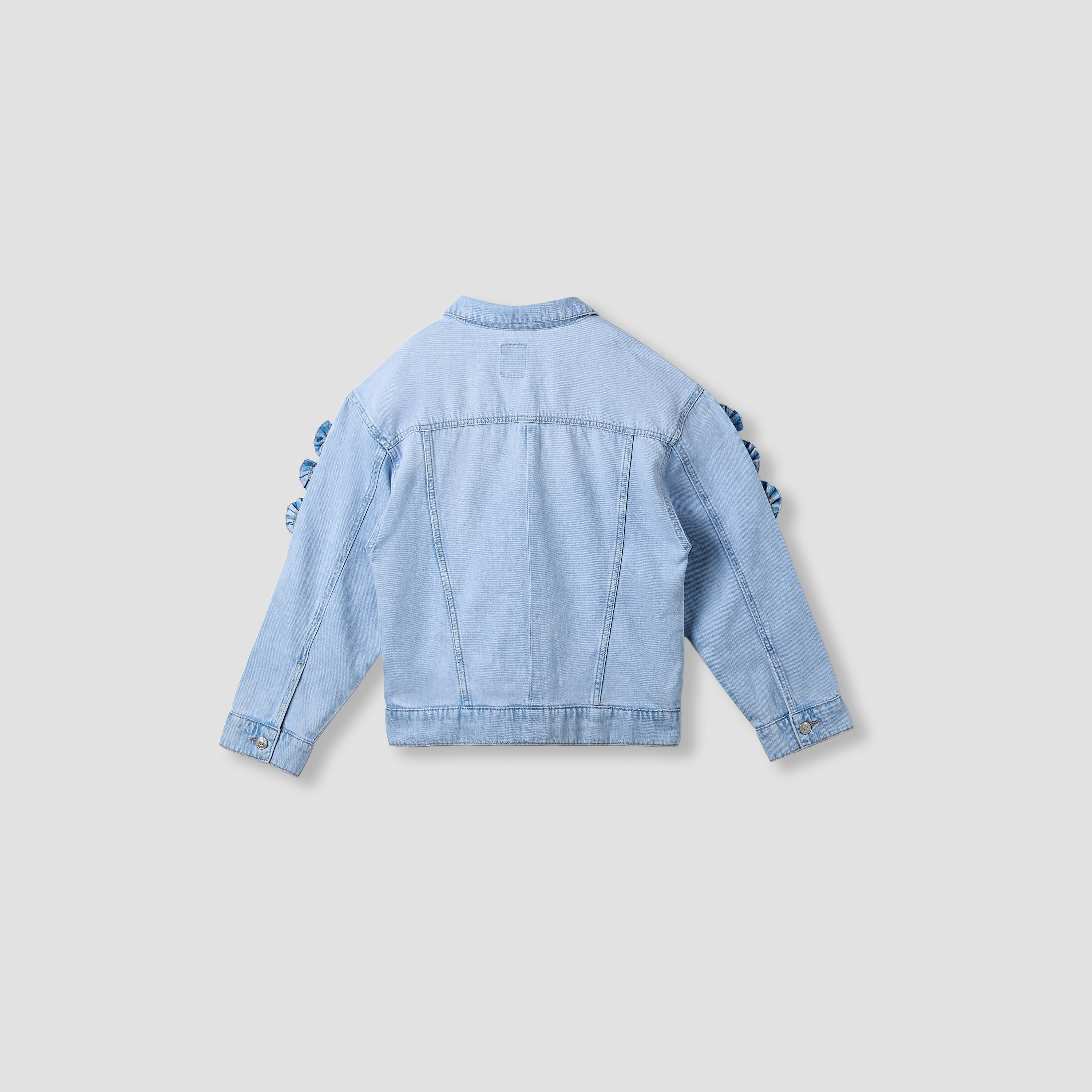 Lee Cooper Girls' Bow Accent Denim Jacket with Long Sleeves-girls-clothing-winterwear-jacketsandcoats-image-2