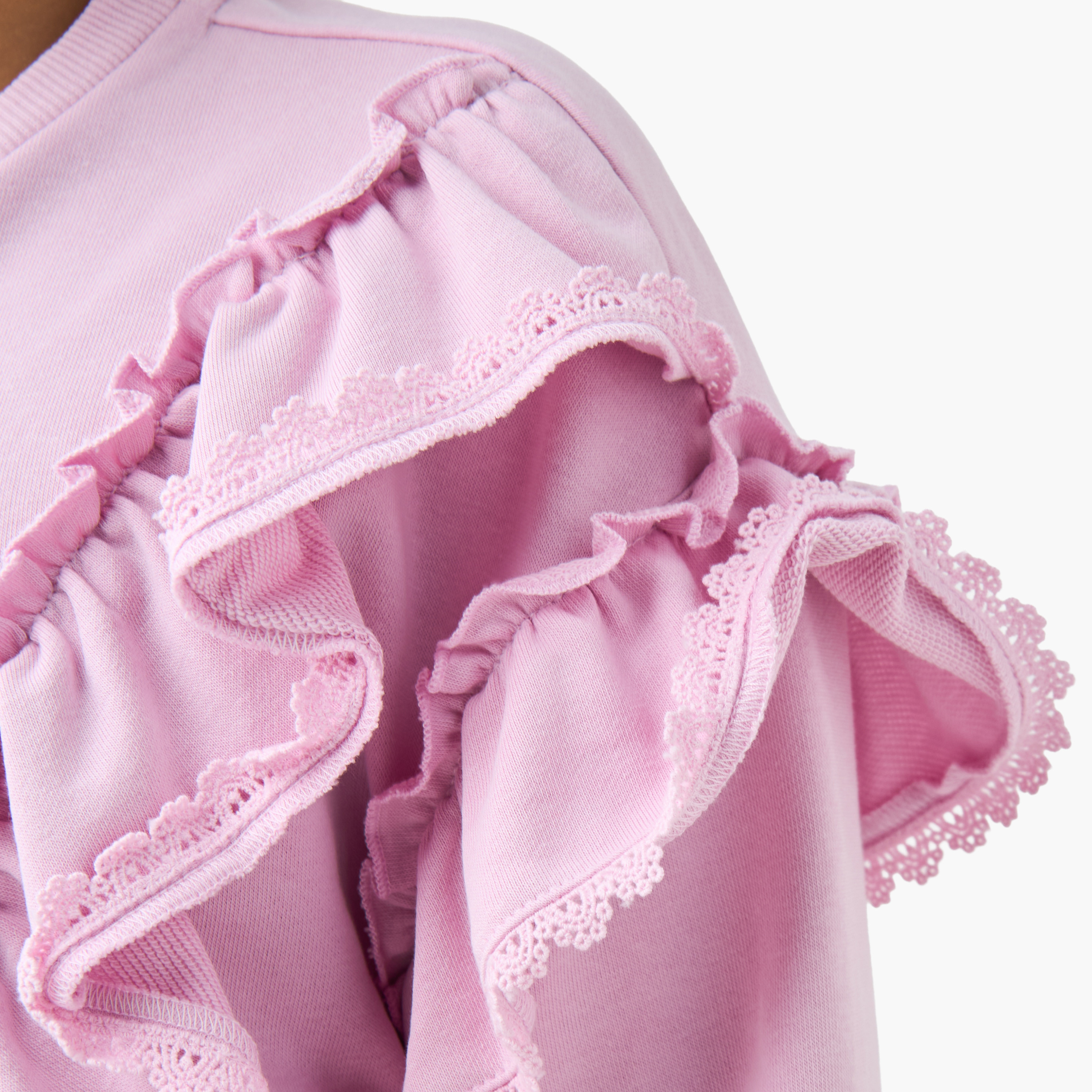Lee Cooper Girls Round Neck Sweatshirt with Ruffles - Cotton - Long Sleeves-girls-clothing-sweatshirts-image-5