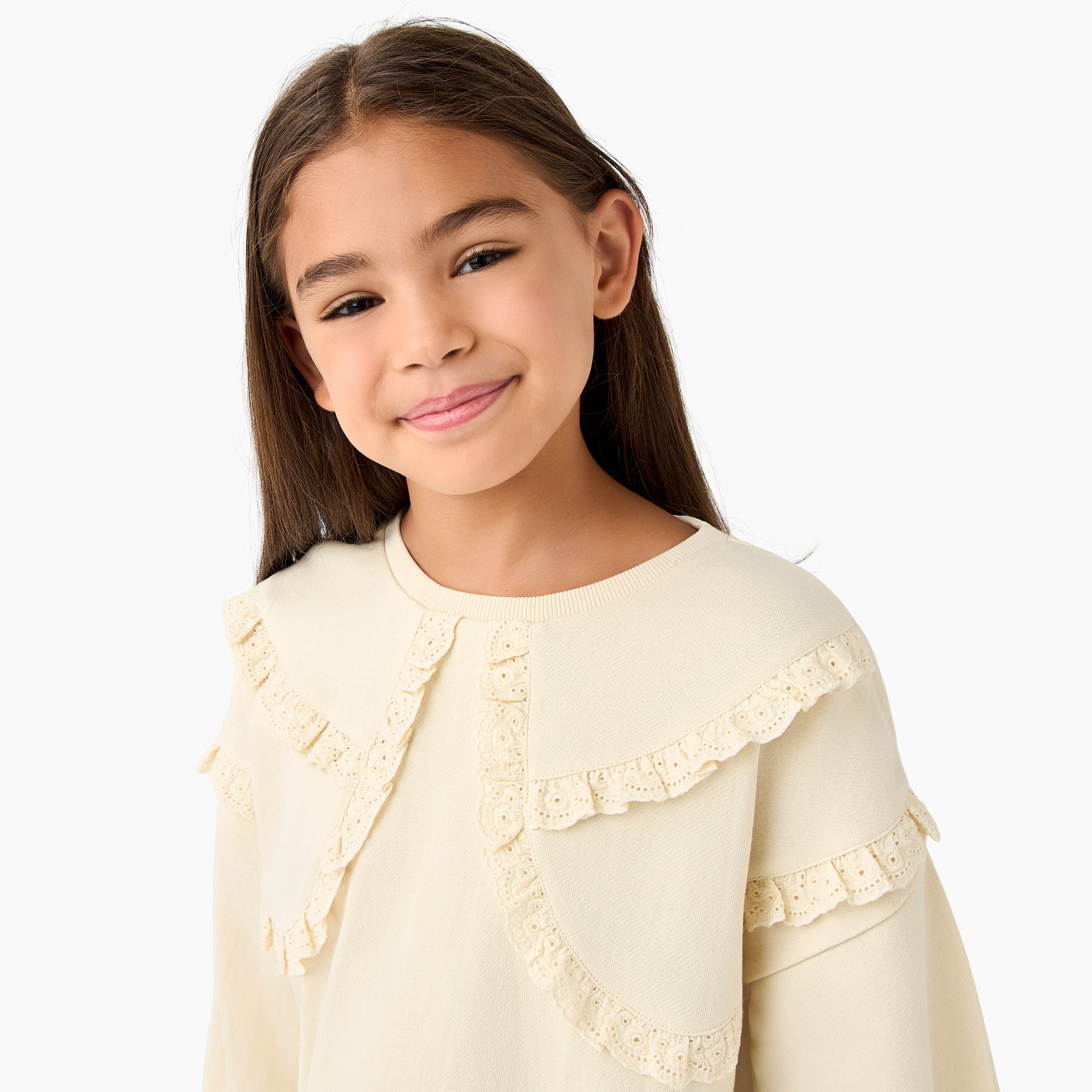 Lee Cooper Ruffle Detail Pullover with Long Sleeves-girls-clothing-winterwear-sweatshirts-image-4