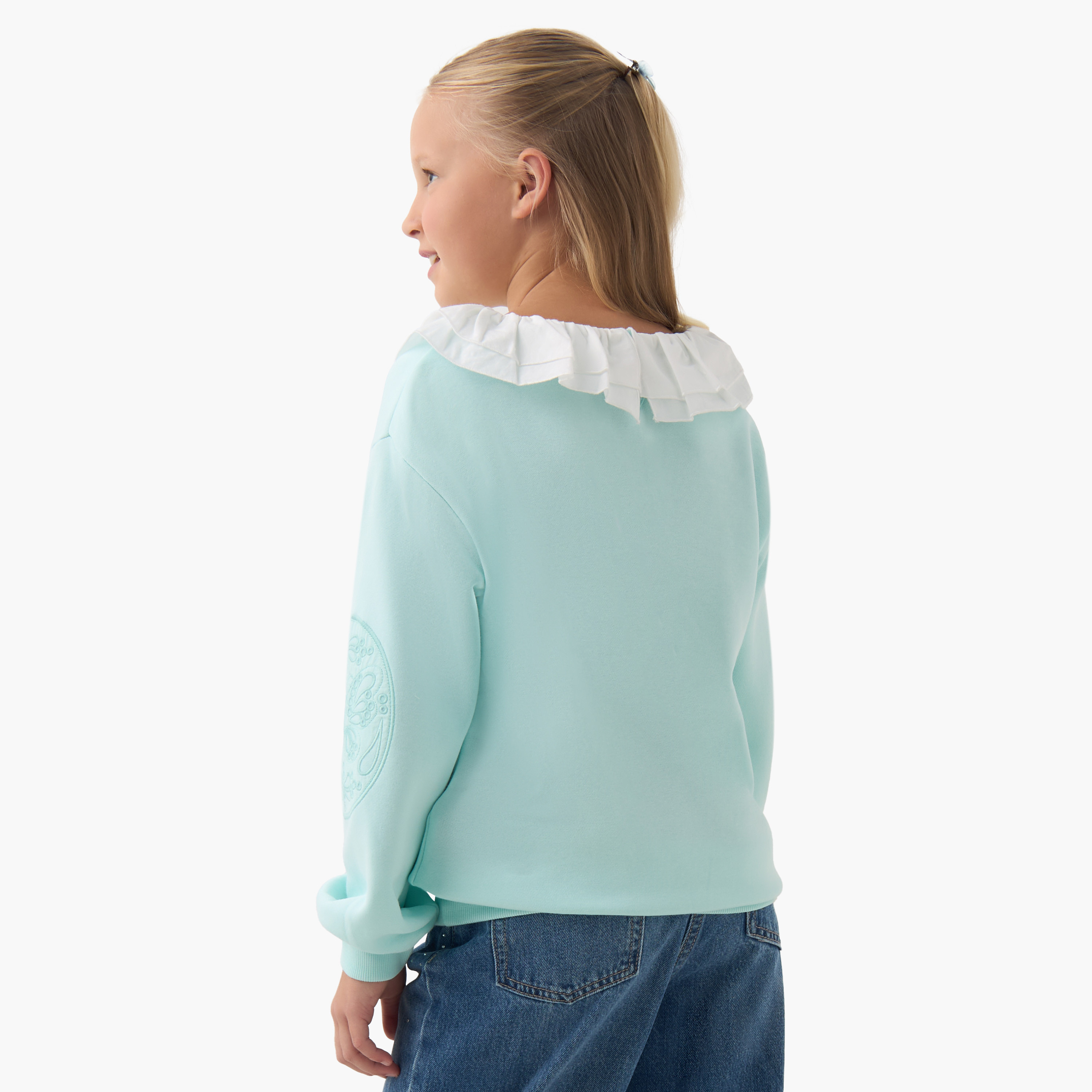 Lee Cooper Ruffled Collar Pullover with Long Sleeves-girls-clothing-winterwear-sweatshirts-image-3