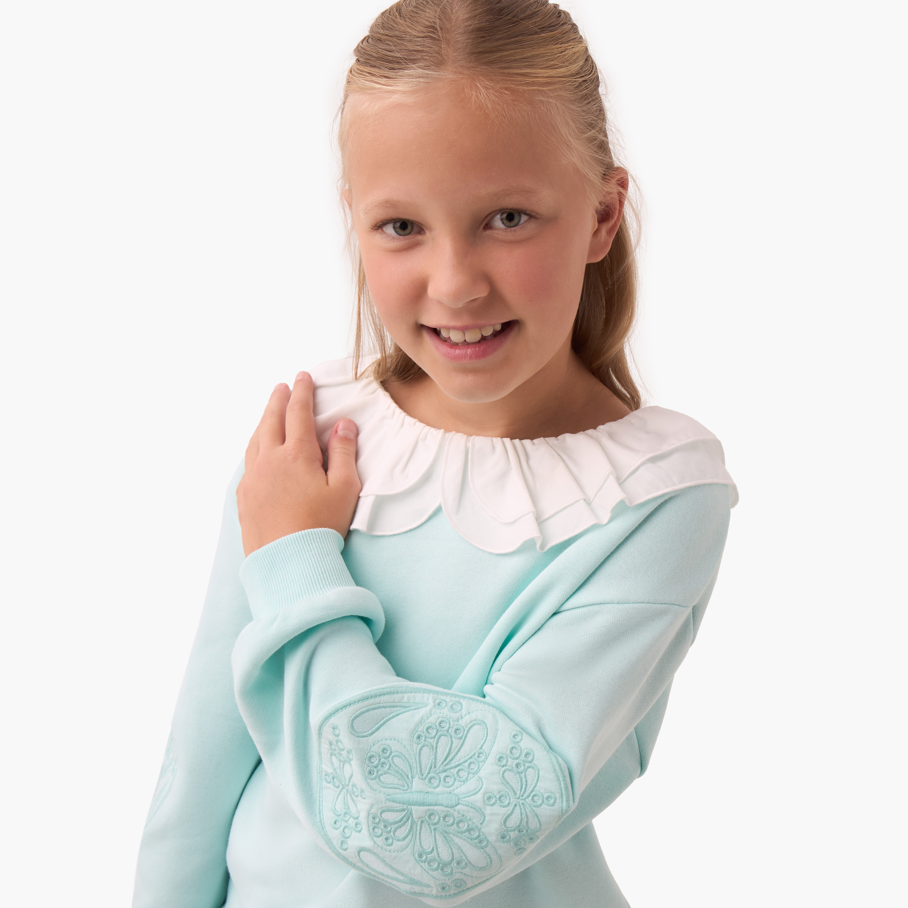Lee Cooper Ruffled Collar Pullover with Long Sleeves-girls-clothing-winterwear-sweatshirts-image-4