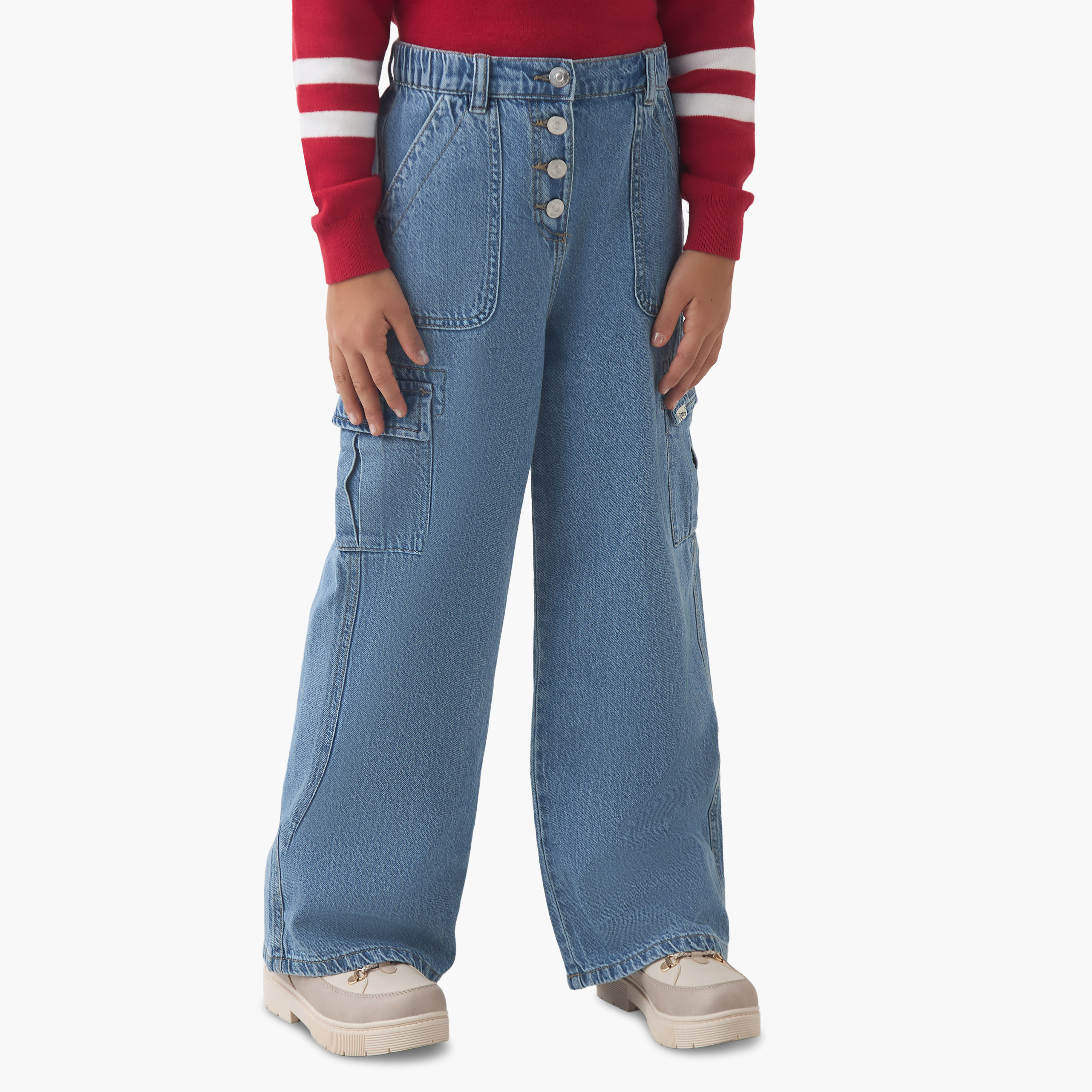 Lee Cooper Girls Jeans with Pockets - Cotton-girls-clothing-bottoms-jeansandjeggings-image-1