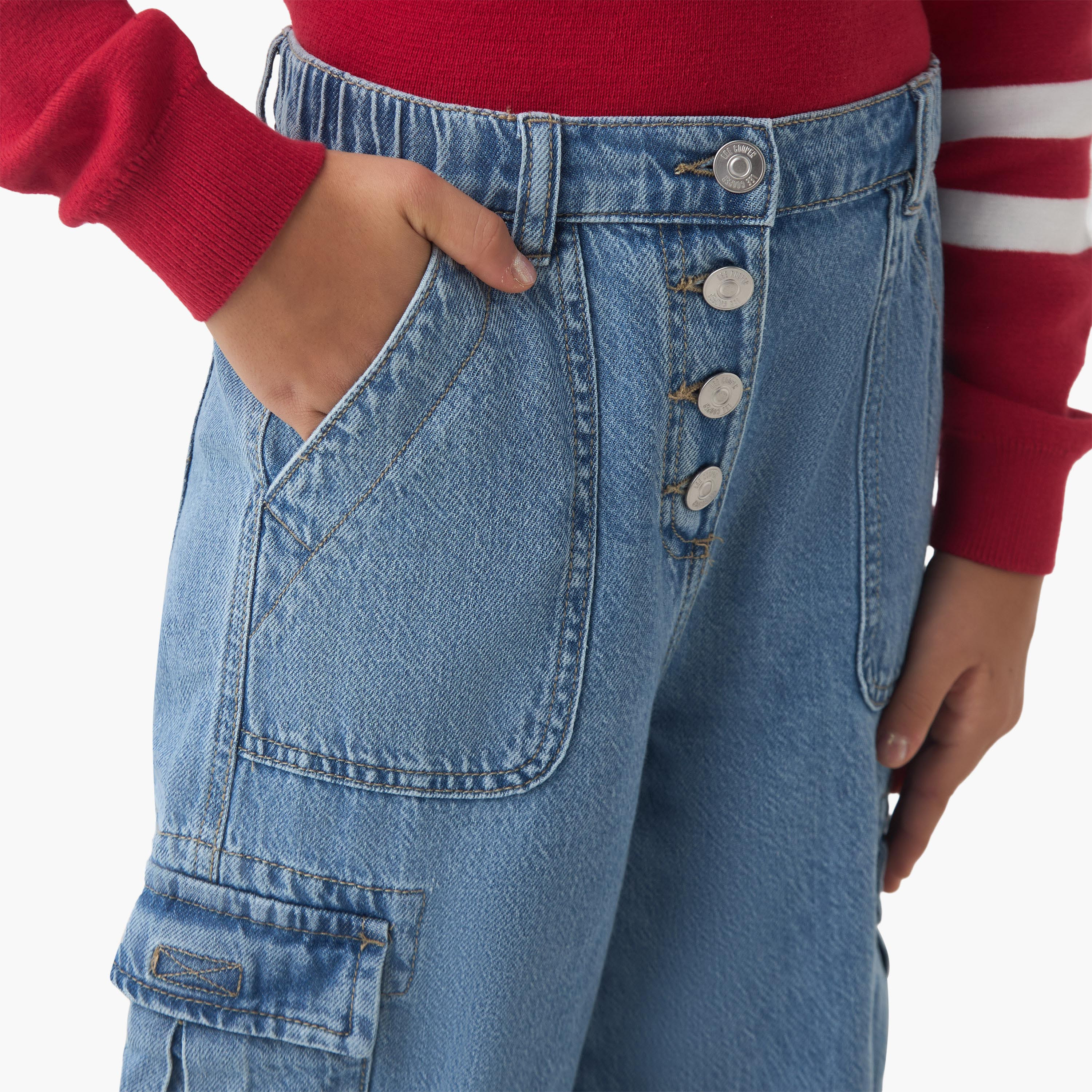 Lee Cooper Girls Jeans with Pockets - Cotton-girls-clothing-bottoms-jeansandjeggings-image-4