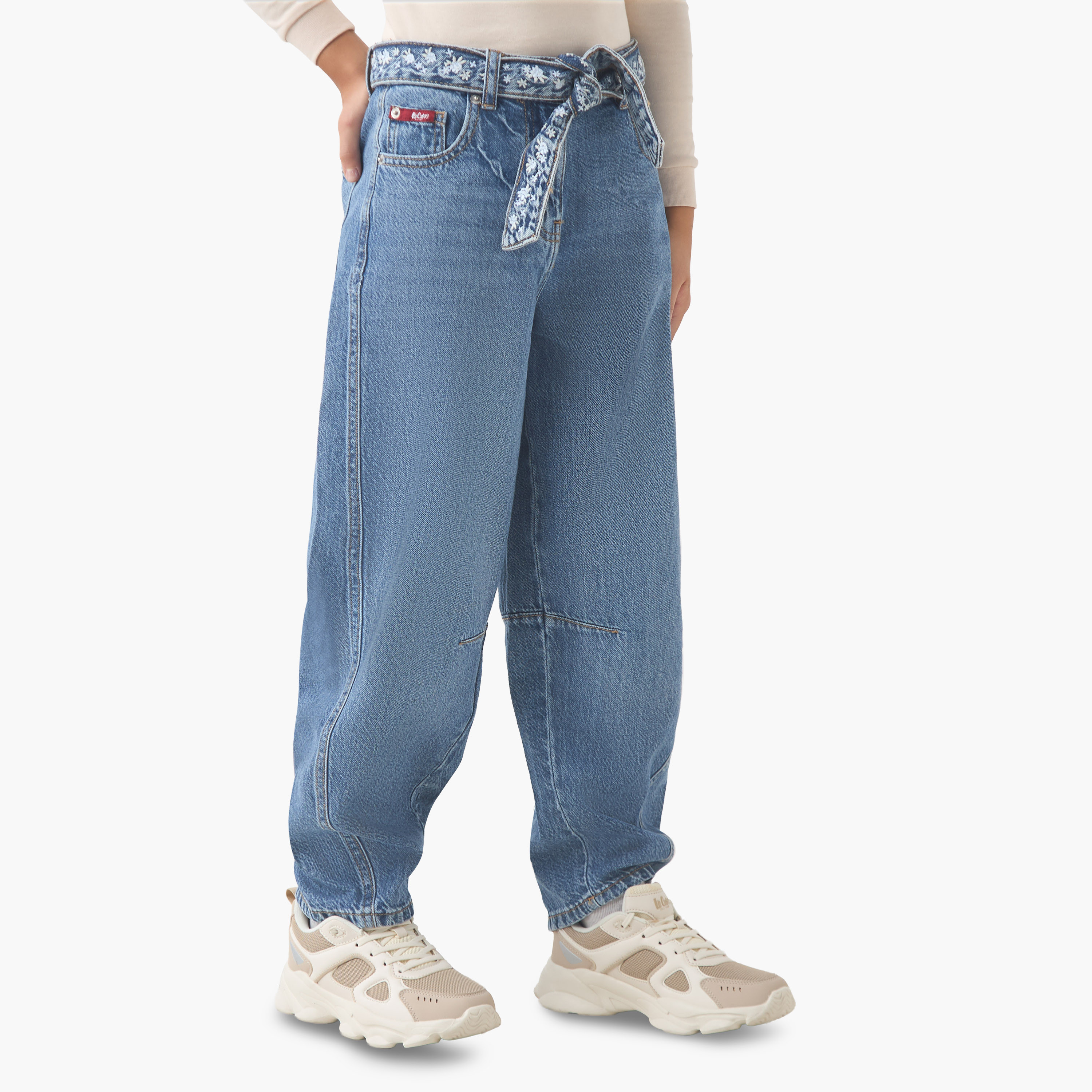 Lee Cooper Girls Jeans with Embroidery - Cotton - Belted Waist-girls-clothing-bottoms-jeansandjeggings-image-1