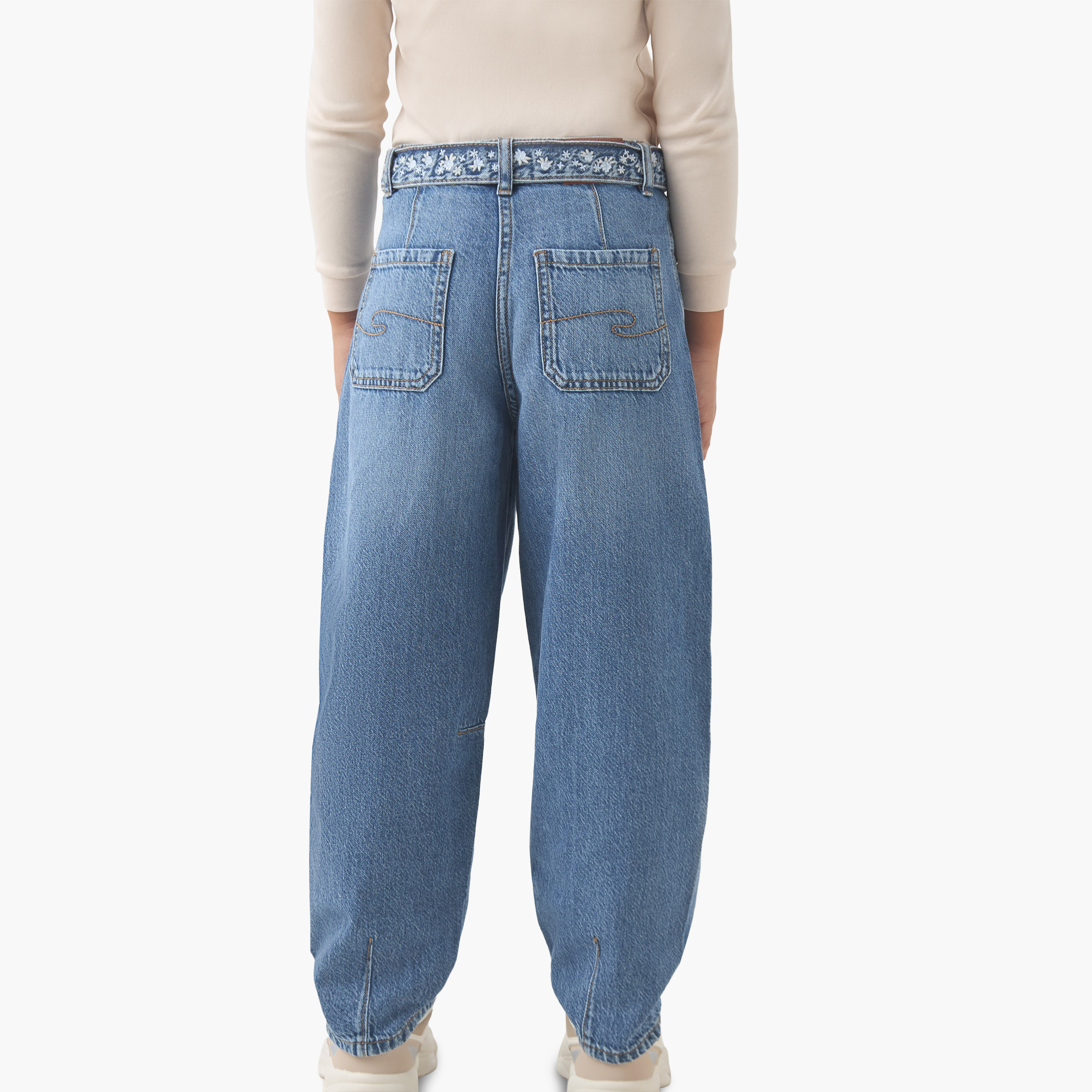Lee Cooper Girls Jeans with Embroidery - Cotton - Belted Waist-girls-clothing-bottoms-jeansandjeggings-image-3