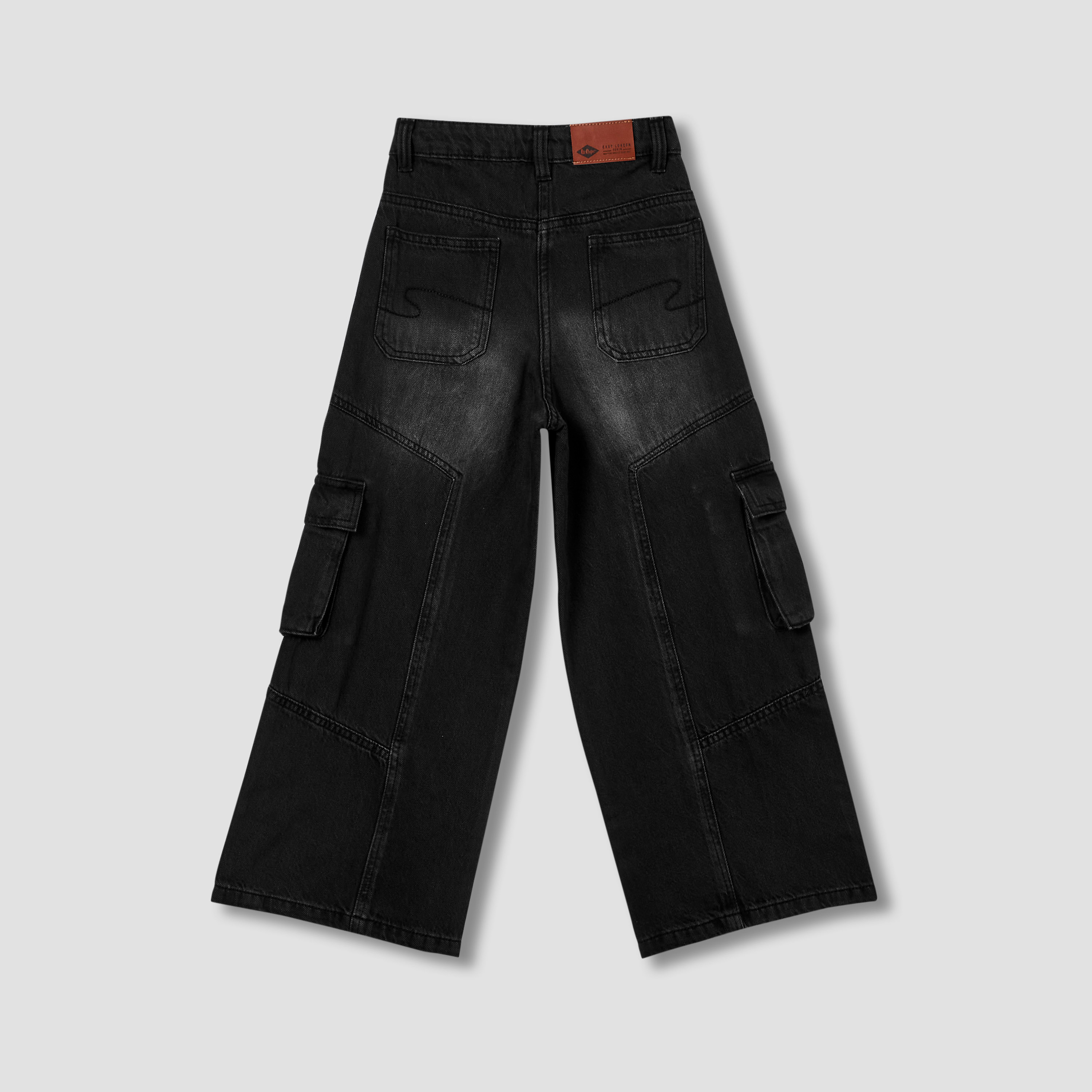 Lee Cooper Girls Wide Leg Jeans with Cargo Pockets - Cotton - Button Waist-girls-clothing-bottoms-trousers-image-2
