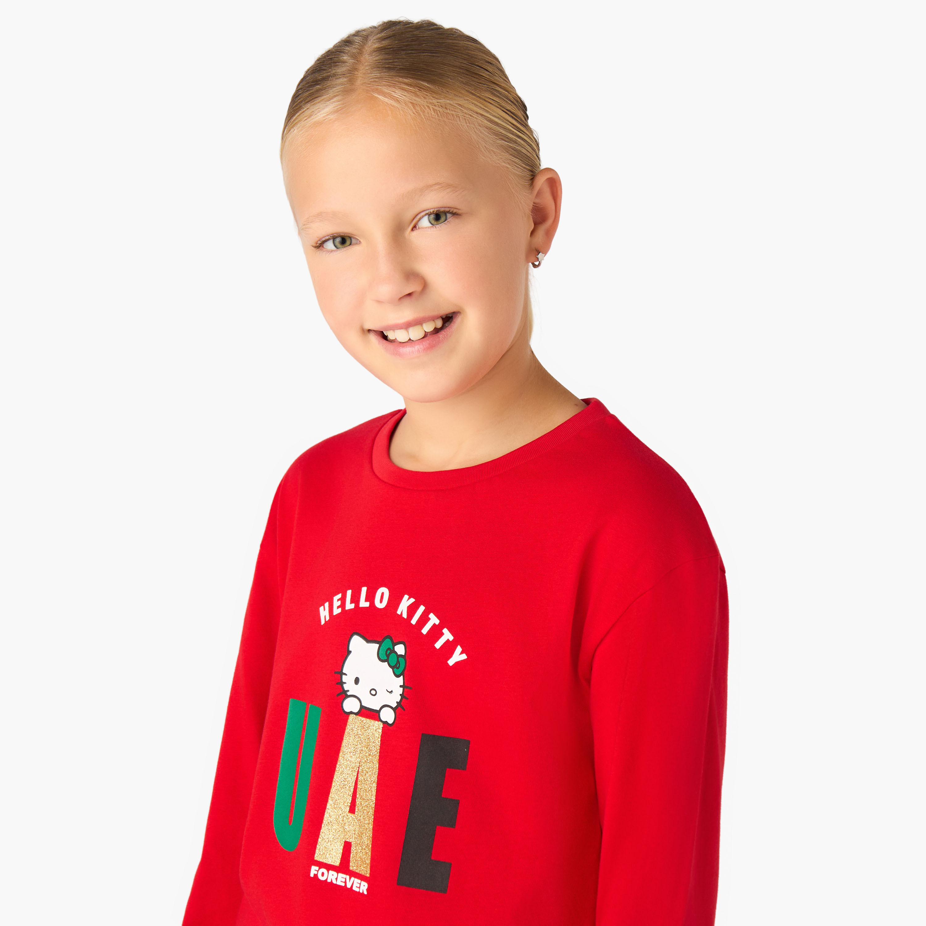 تيشيرت بناتي قطن بأكمام طويلة ورقبة ضيقة وطبعات من سانريو-girls-clothing-tshirts-image-4