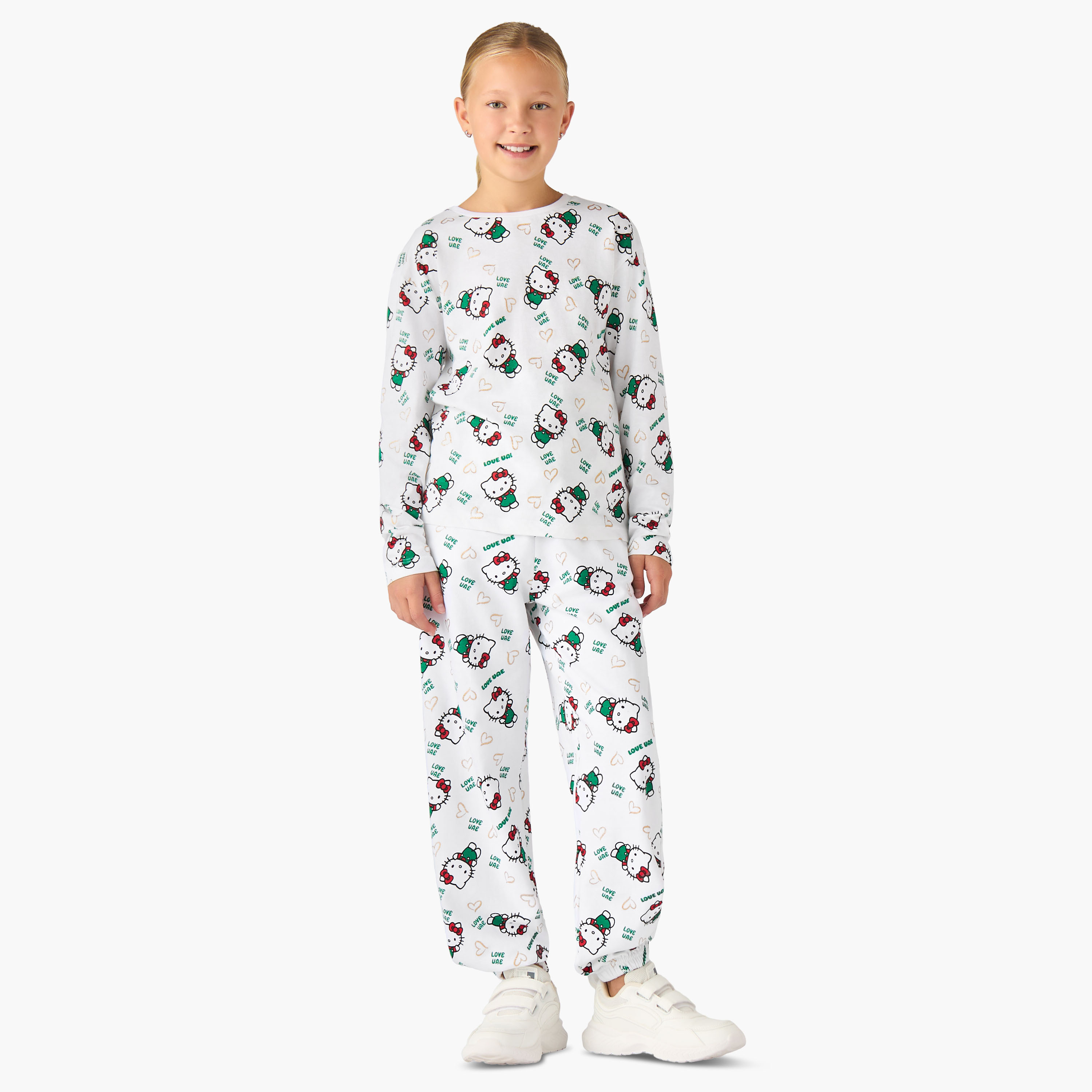 Sanrio Girls Round Neck T-shirt with UAE National Day Print - Cotton - Long Sleeves-girls-clothing-tshirts-image-2