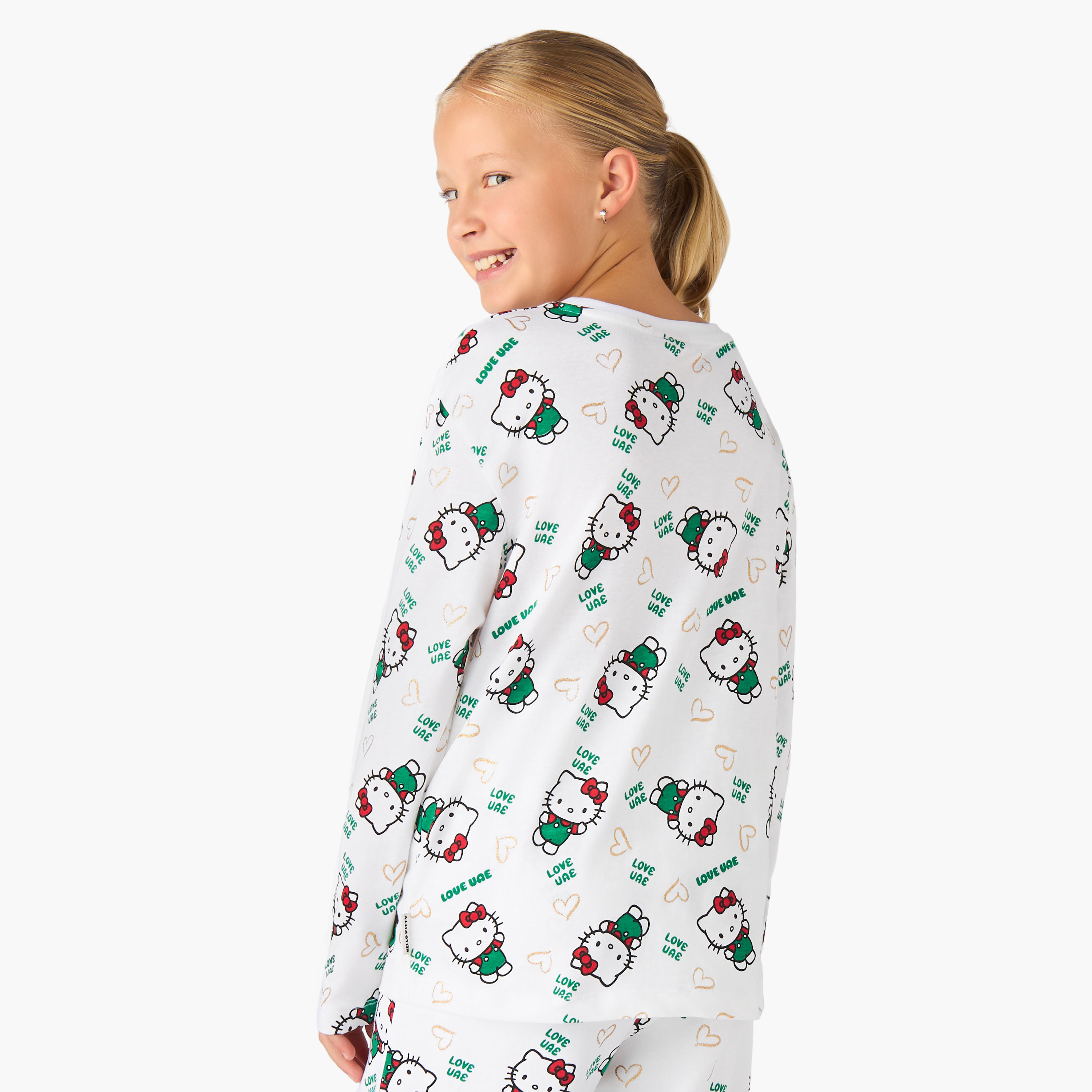 Sanrio Girls Round Neck T-shirt with UAE National Day Print - Cotton - Long Sleeves-girls-clothing-tshirts-image-3