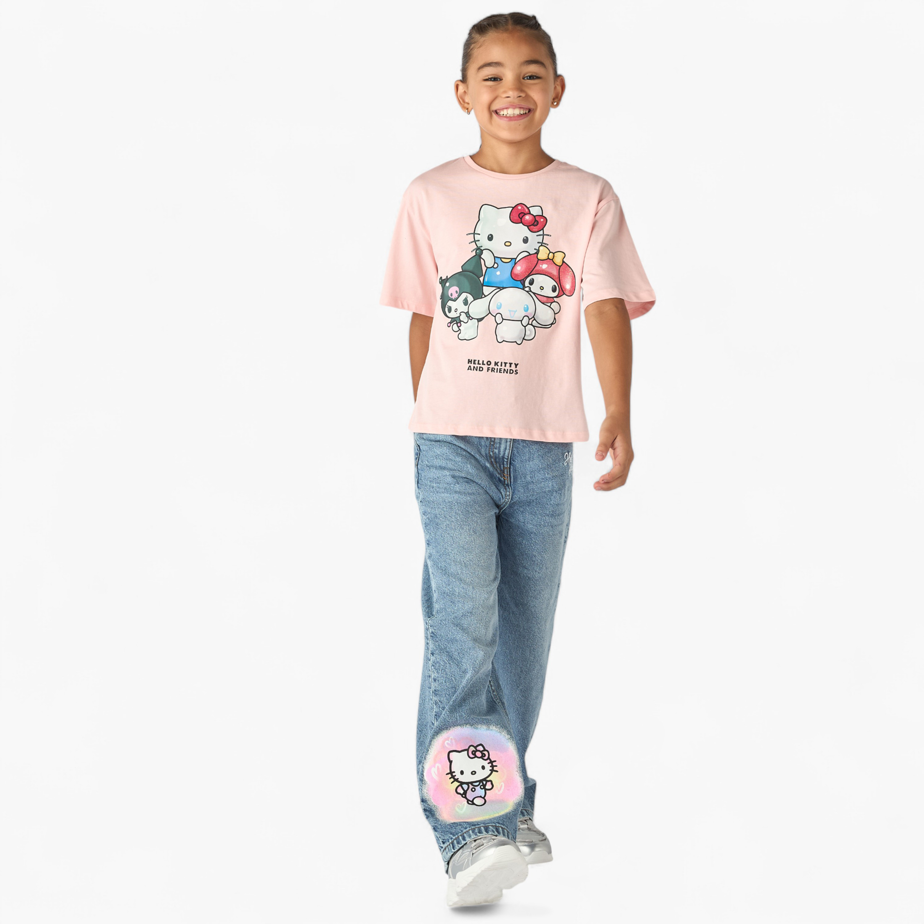 تيشيرت بأكمام قصيرة وطبعات هالو كيتي والأصدقاء من سانريو-girls-clothing-tshirts-image-2