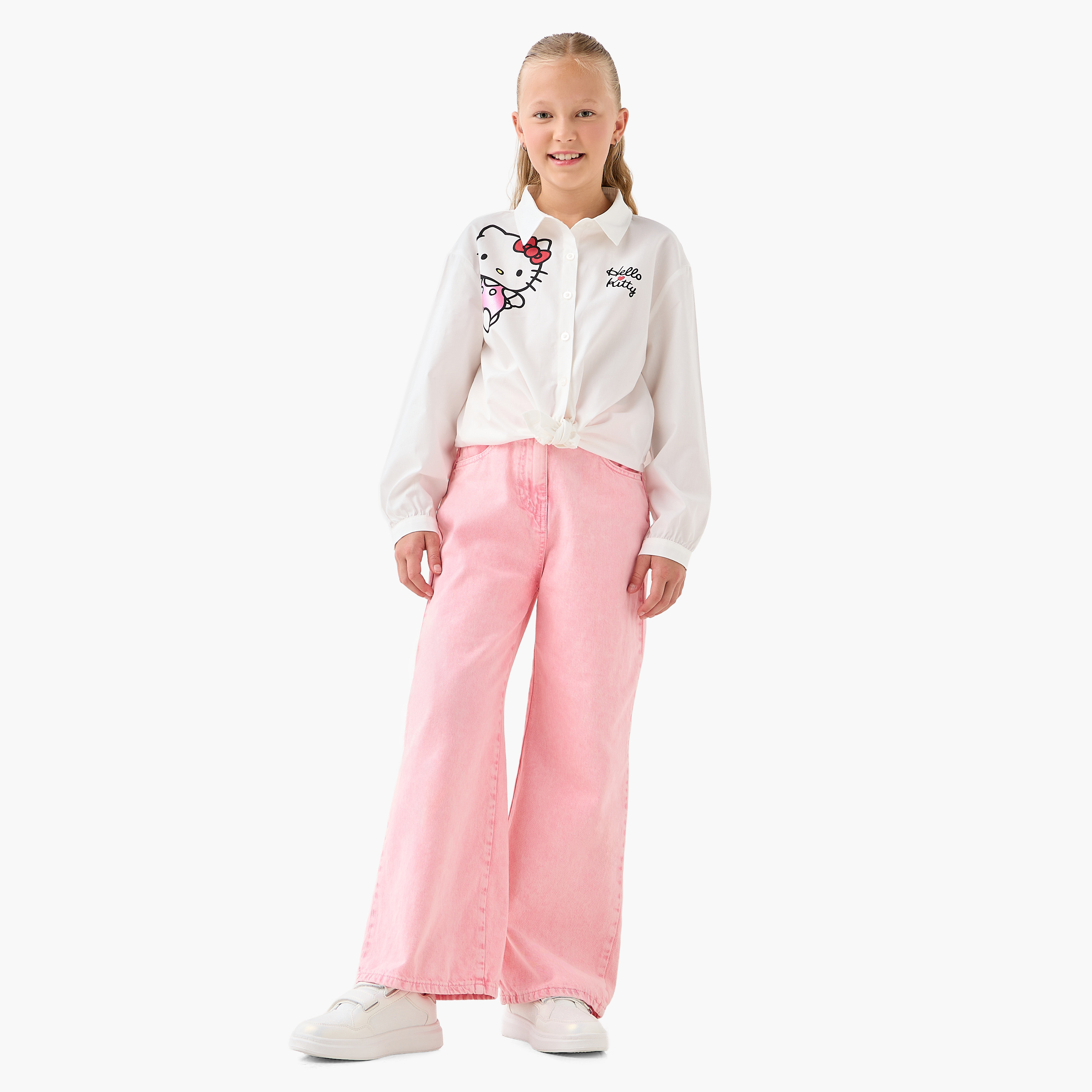 قميص بياقة للبنات بطبعات هيلو كيتي - قطن - أكمام طويلة من سانريو-girls-clothing-tshirts-image-4