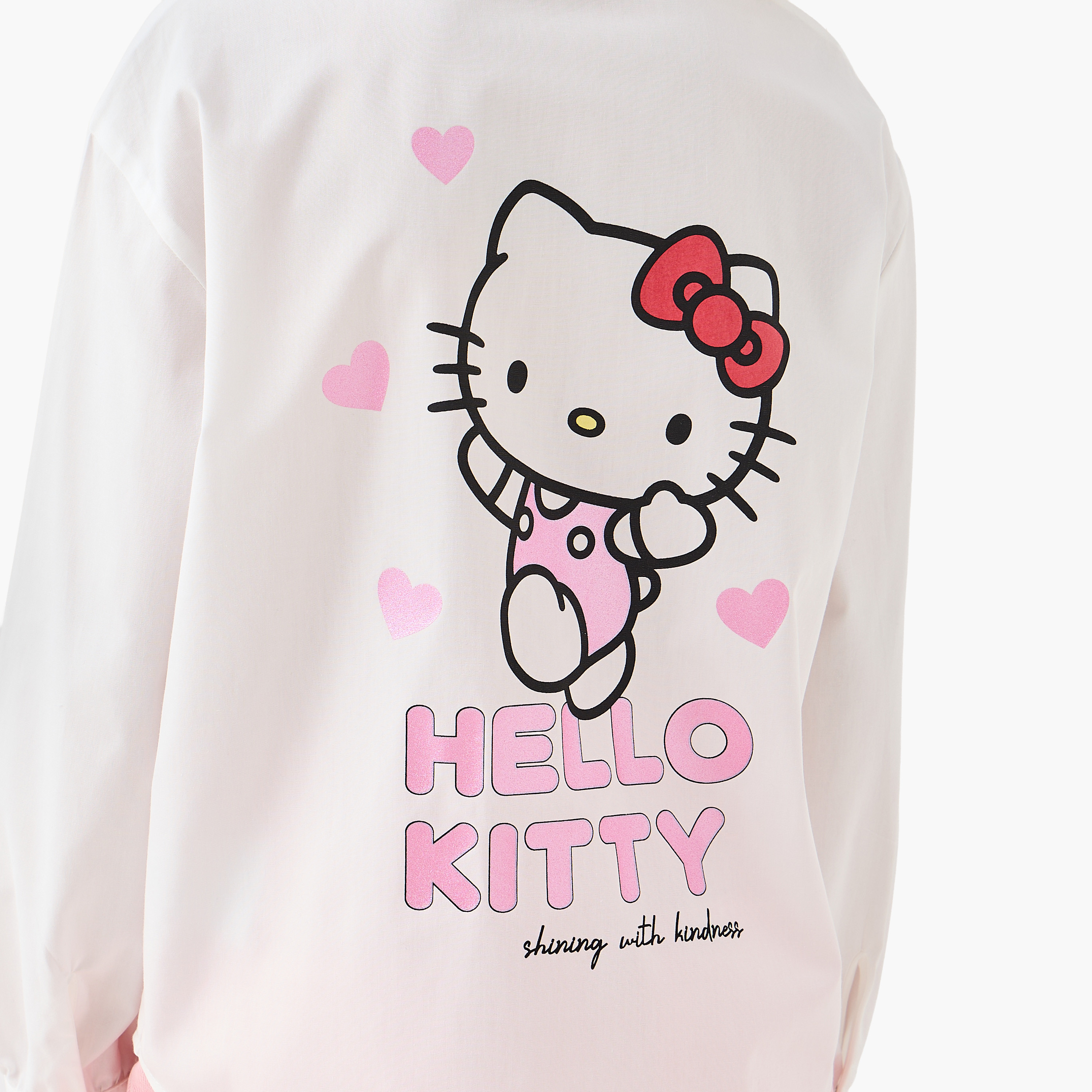 قميص بياقة للبنات بطبعات هيلو كيتي - قطن - أكمام طويلة من سانريو-girls-clothing-tshirts-image-1