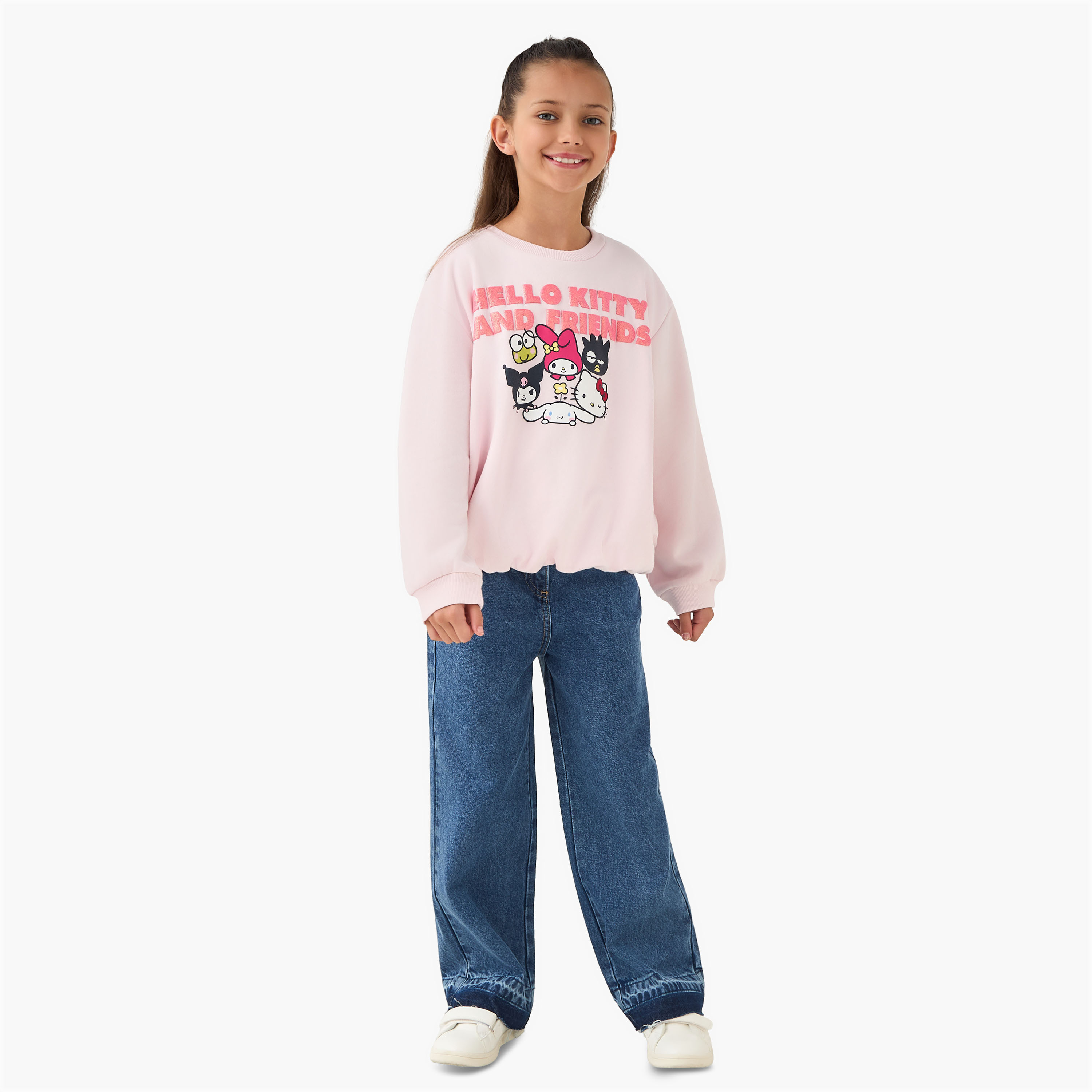 Sanrio Crew Neck Sweatshirt with Hello Kitty and Friends Print-girls-clothing-winterwear-sweatshirts-image-2