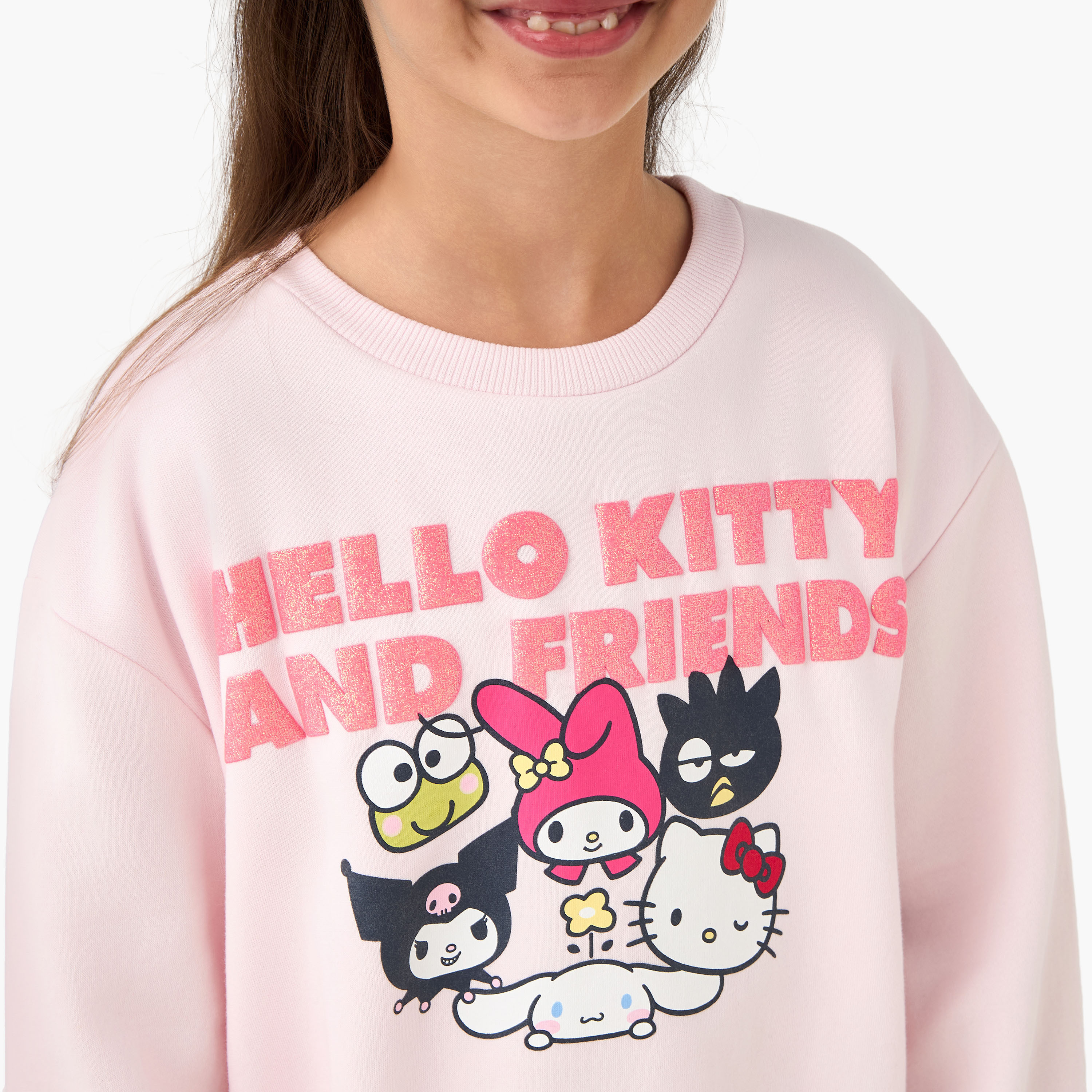 Sanrio Crew Neck Sweatshirt with Hello Kitty and Friends Print-girls-clothing-winterwear-sweatshirts-image-4