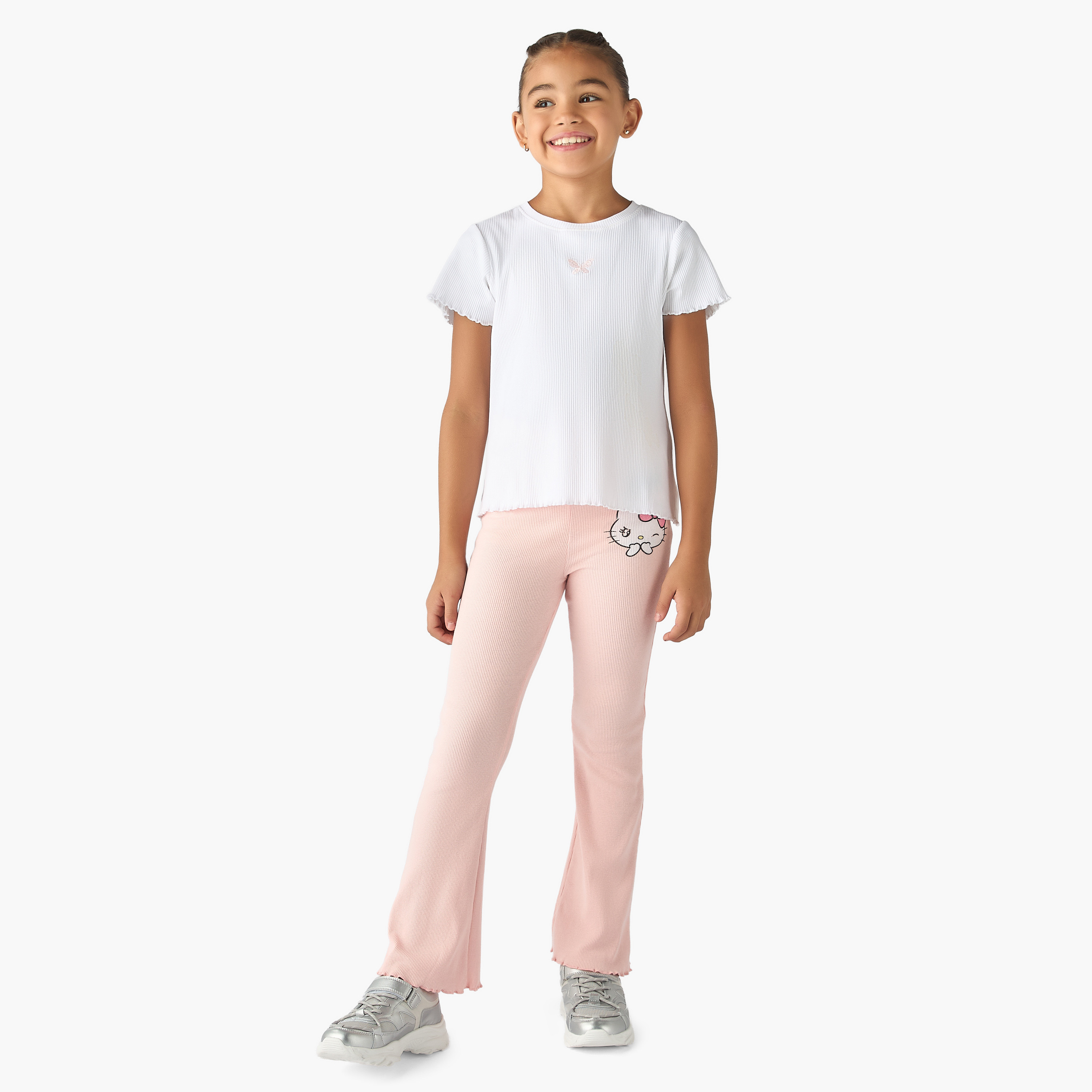 Sanrio Hello Kitty Print Flared Leggings-girls-clothing-bottoms-leggings-image-2
