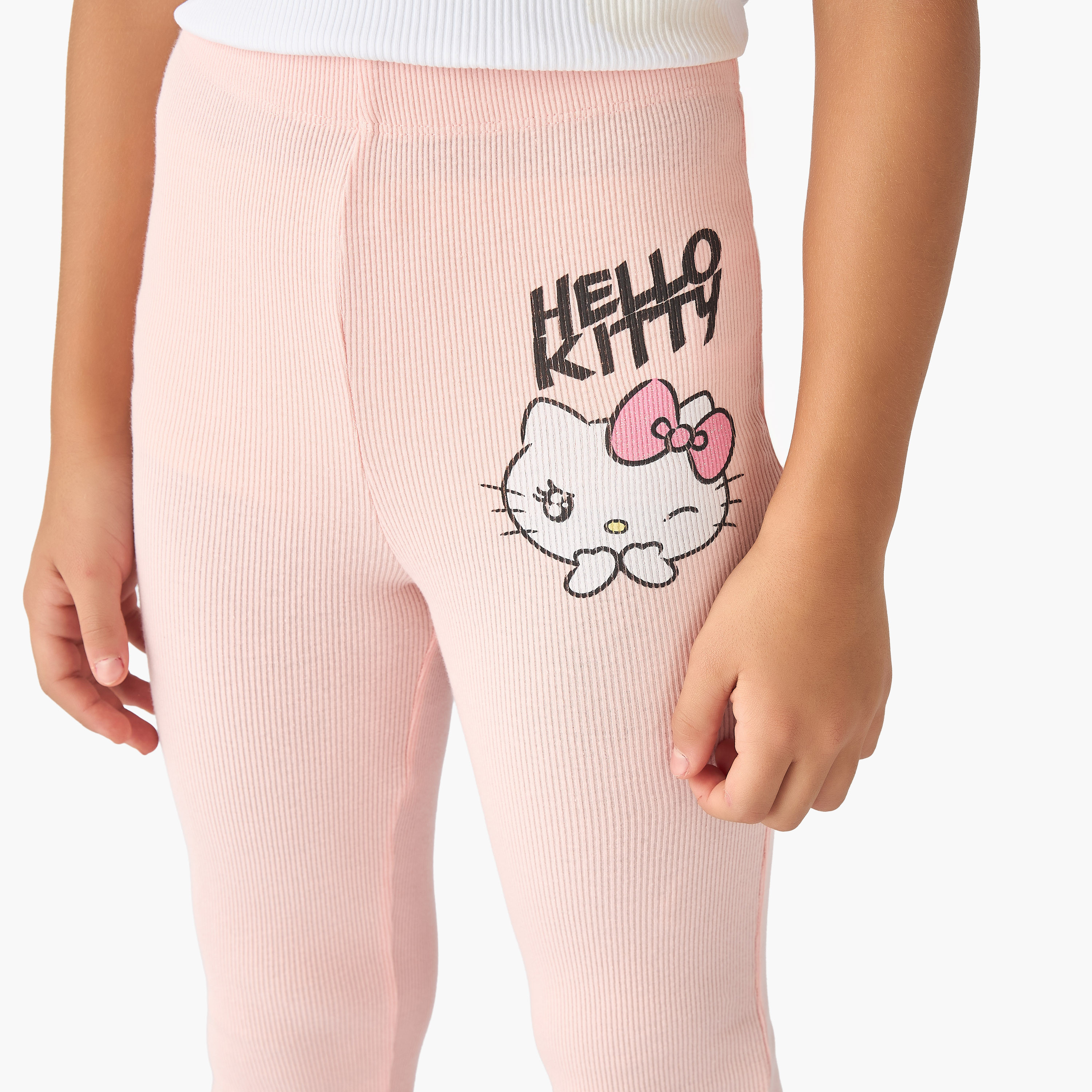 Sanrio Hello Kitty Print Flared Leggings-girls-clothing-bottoms-leggings-image-4