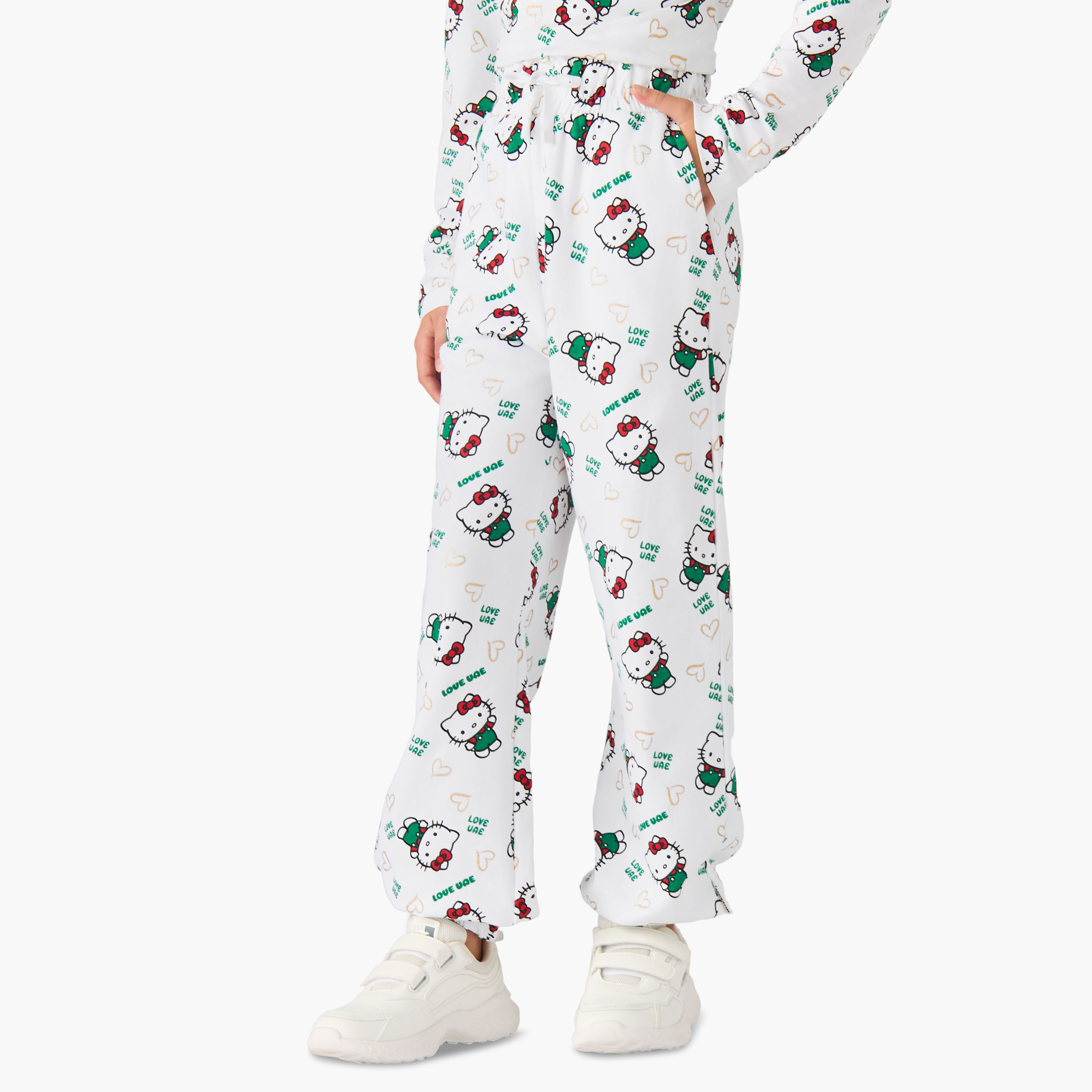 Sanrio Girls Joggers with UAE National Day Print - Cotton - Drawstring Waist-girls-clothing-bottoms-joggersandtrackpants-image-1