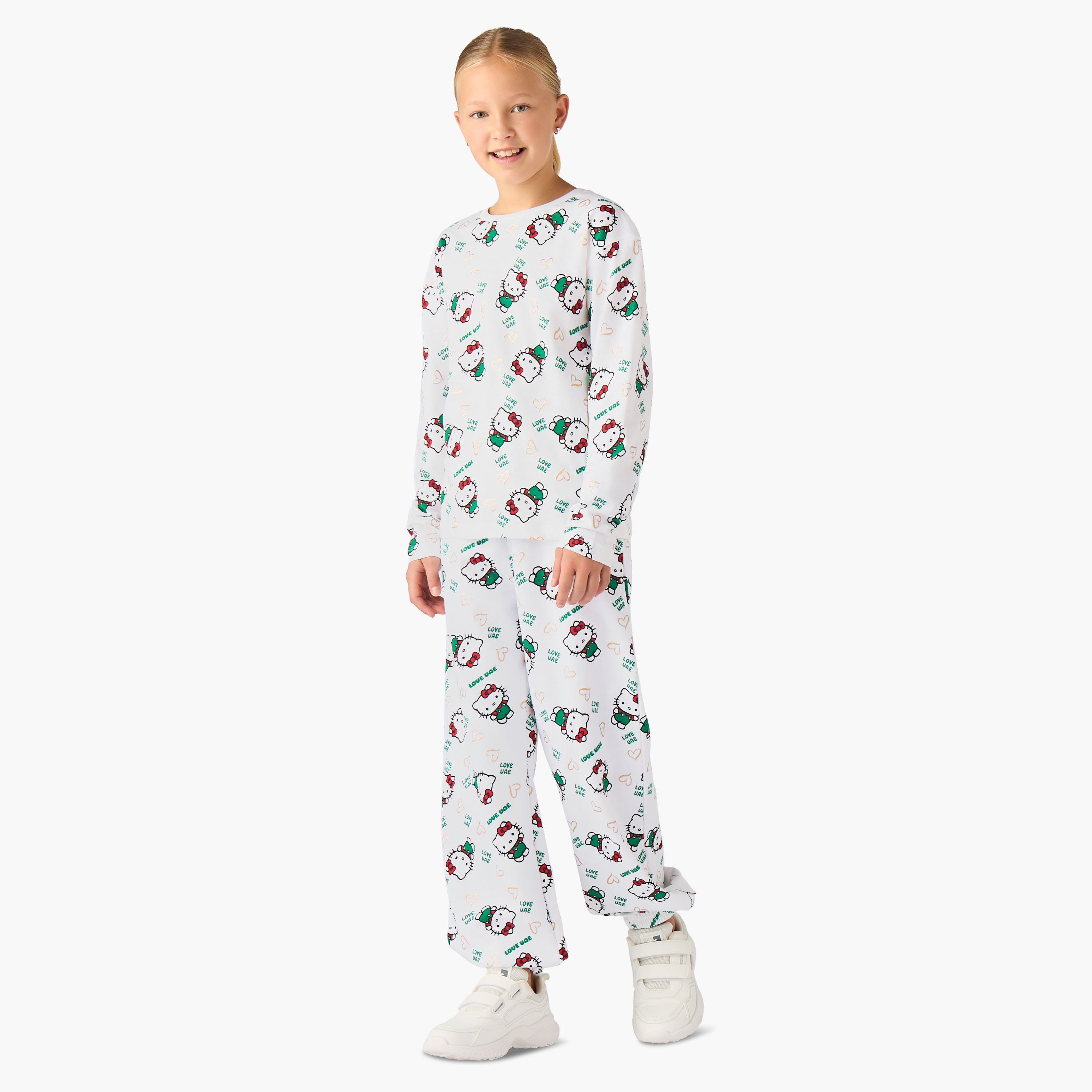Sanrio Girls Joggers with UAE National Day Print - Cotton - Drawstring Waist-girls-clothing-bottoms-joggersandtrackpants-image-2