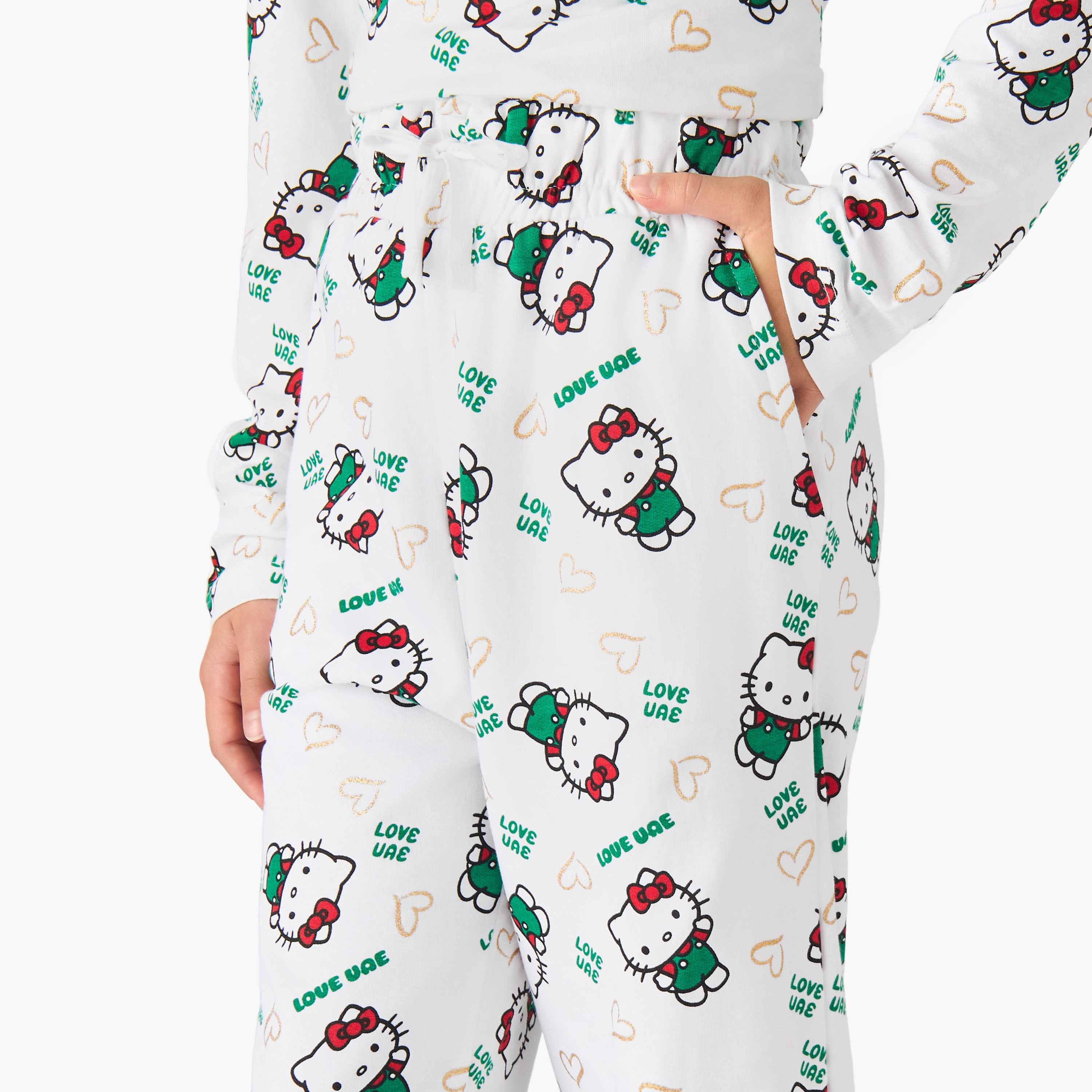 Sanrio Girls Joggers with UAE National Day Print - Cotton - Drawstring Waist-girls-clothing-bottoms-joggersandtrackpants-image-4
