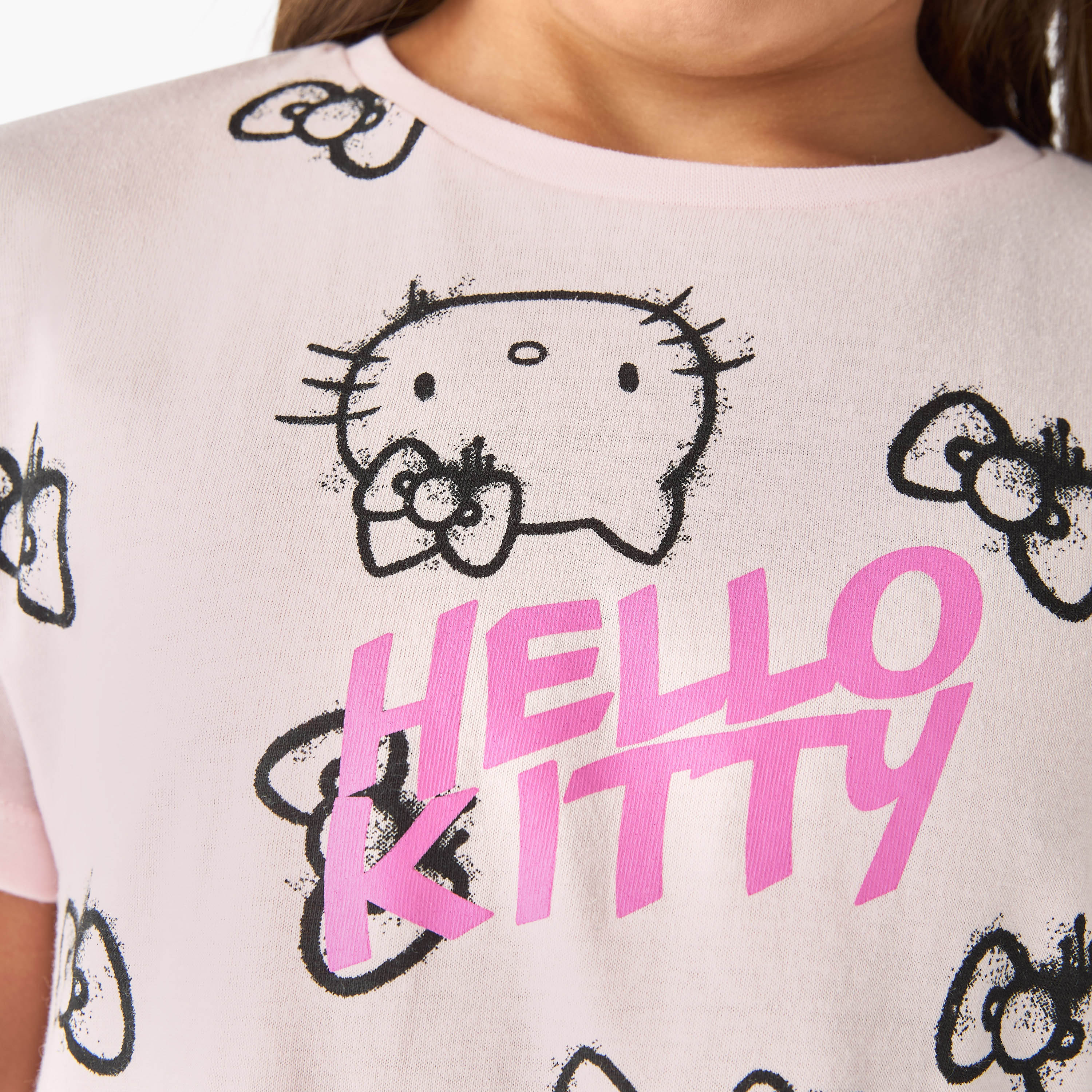 Sanrio Hello Kitty Print A-line Dress with Short Sleeves-girls-clothing-dressesandjumpsuits-image-5