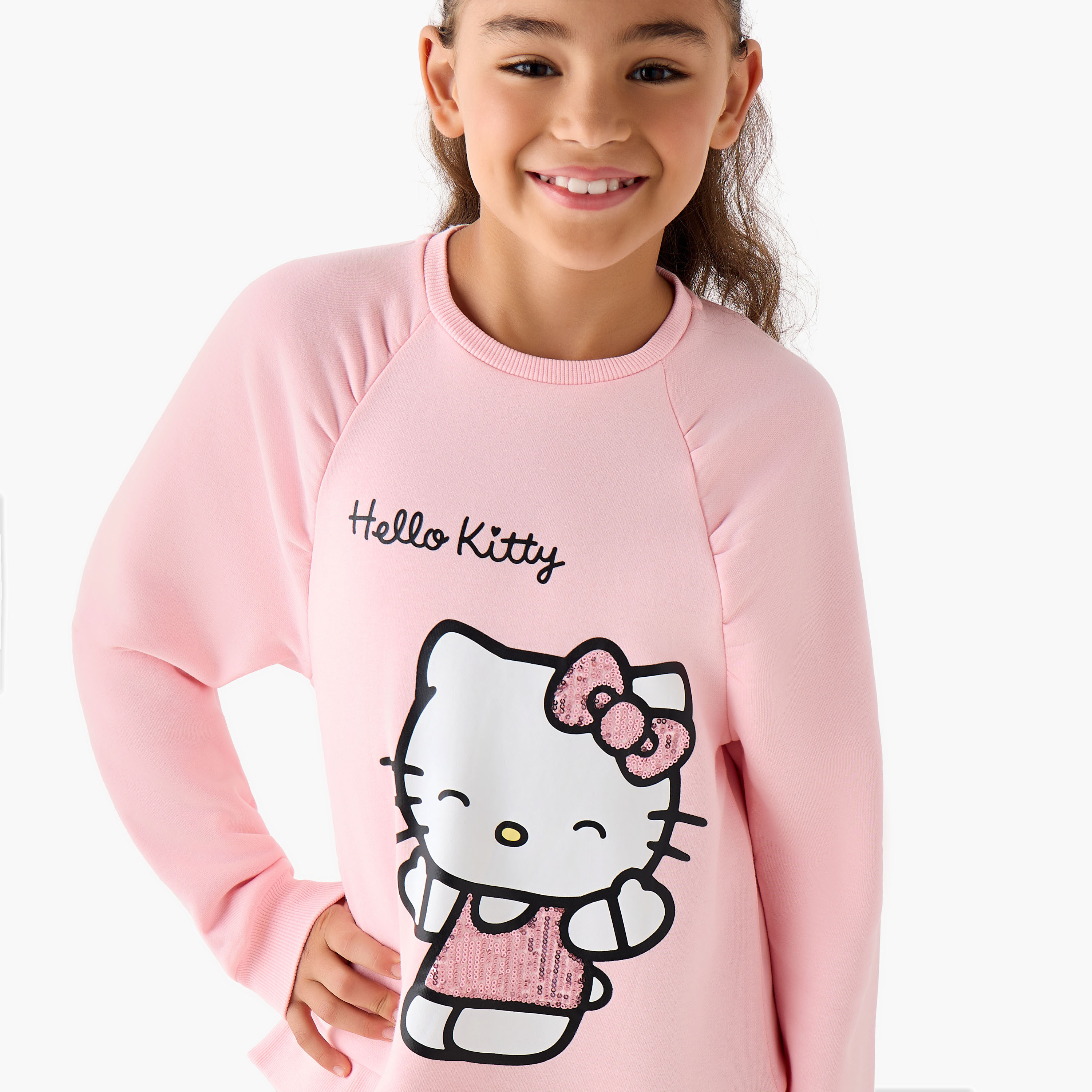 Sanrio Round Neck Long Sleeves Sweat Dress with Hello Kitty Print-girls-clothing-dressesandjumpsuits-image-4