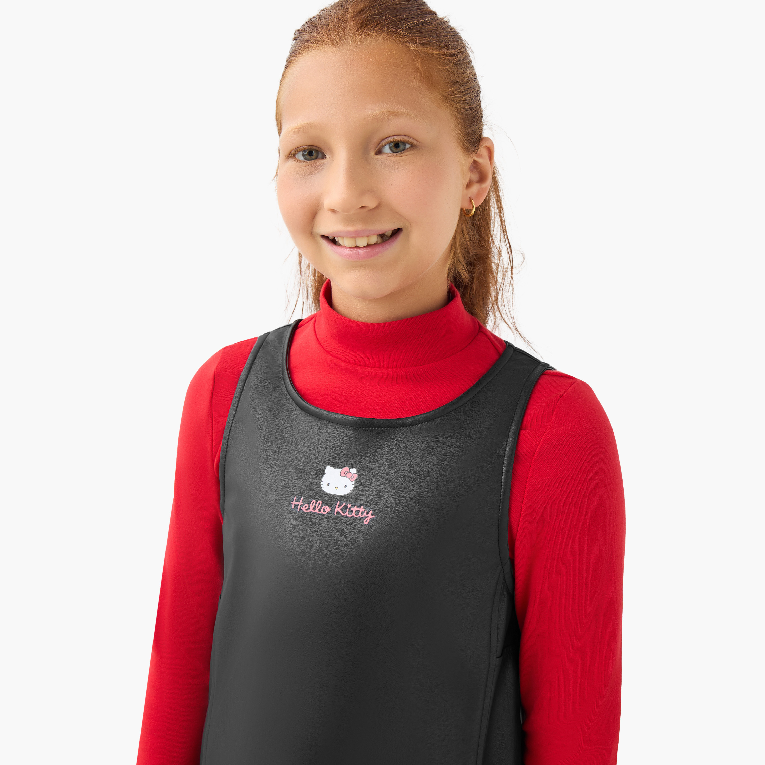 Sanrio High Neck Long Sleeves T-shirt and Drop Waist Dress Set with Hello Kitty Print-girls-clothing-dressesandjumpsuits-image-4